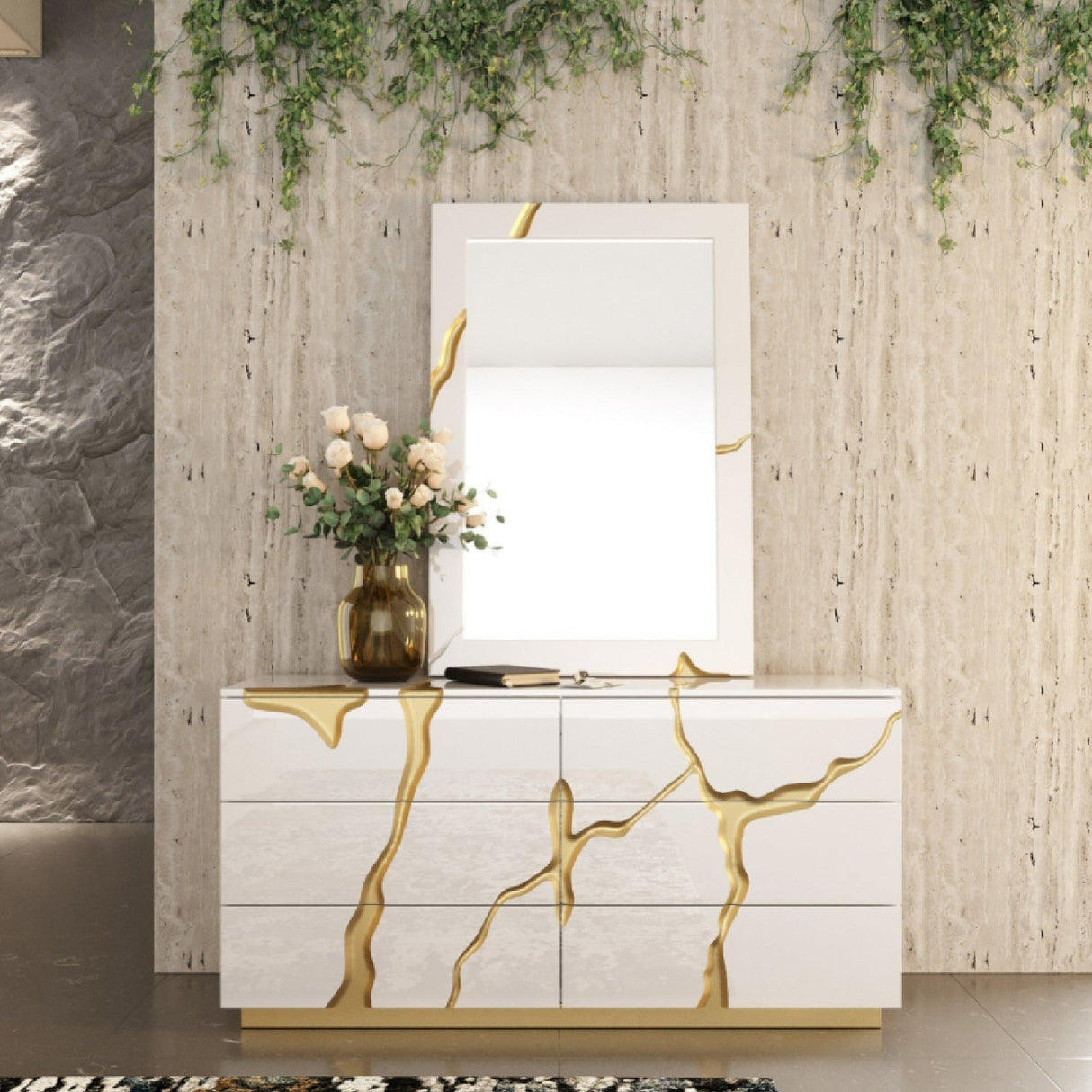 White 6-Drawer Dresser – Aspen – angled view