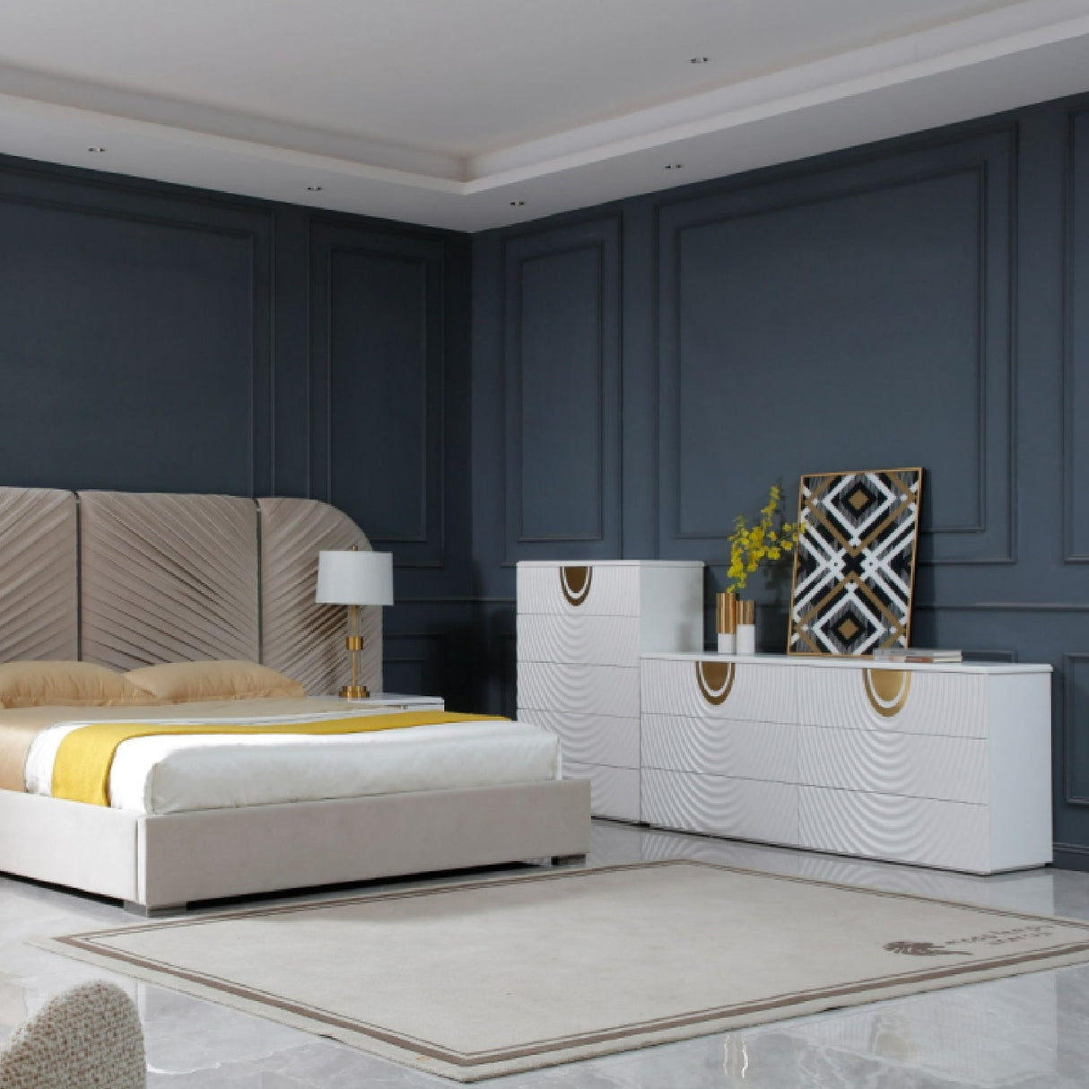 White 6-Drawer Dresser – J1869 – angled view