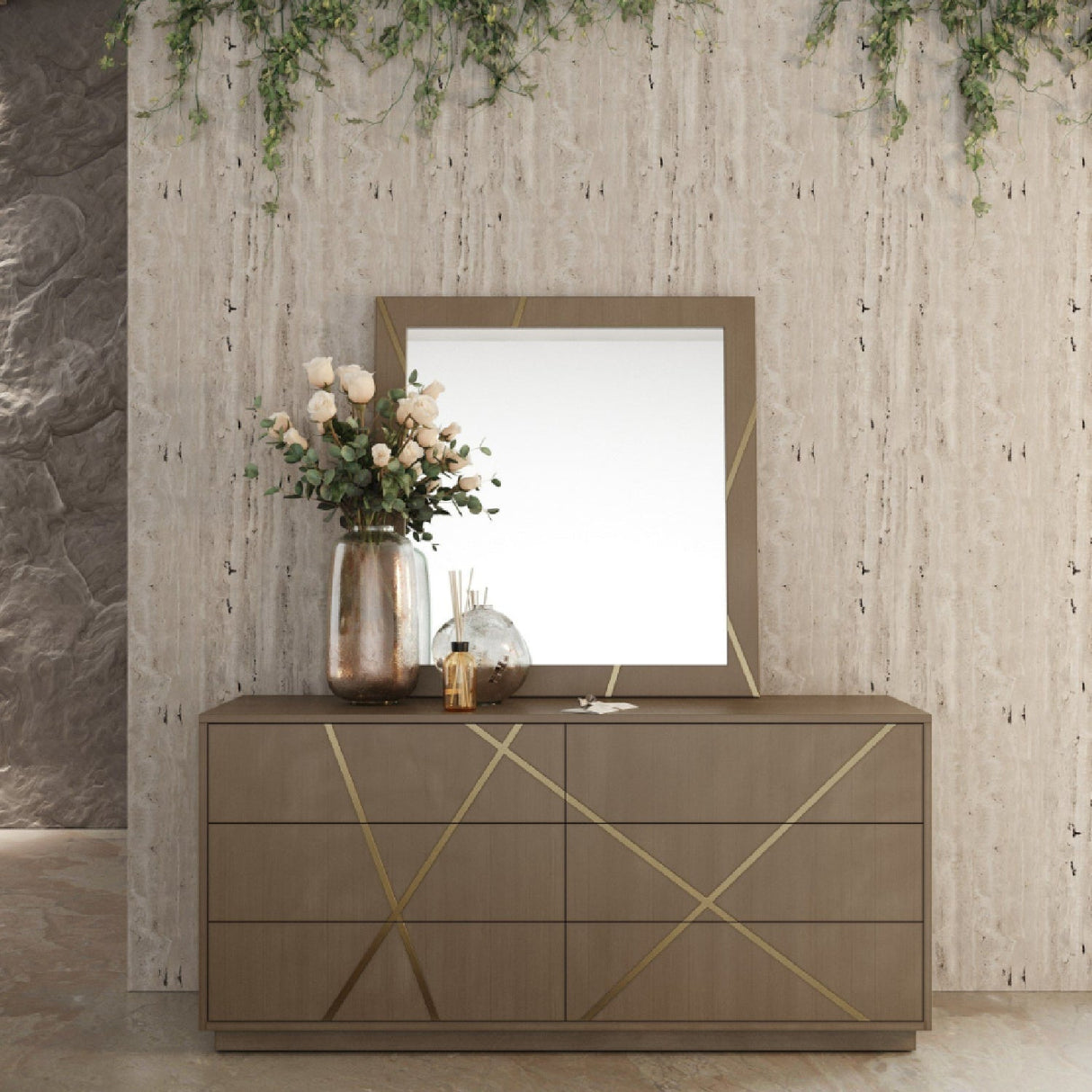 Birch Veneer 6-Drawer Dresser – Nixa – angled view