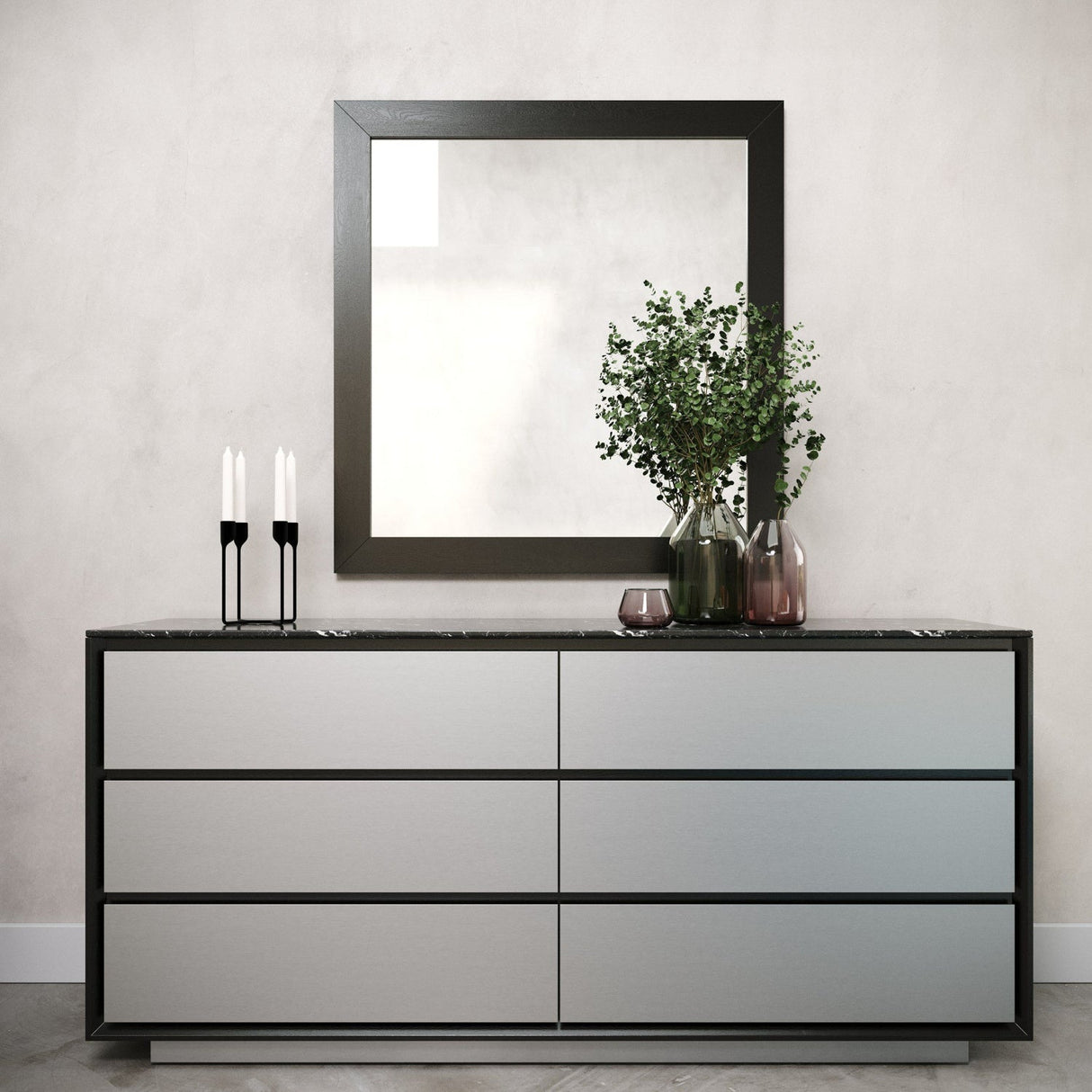 6-Drawer Aluminum Dresser – Concord – angled view