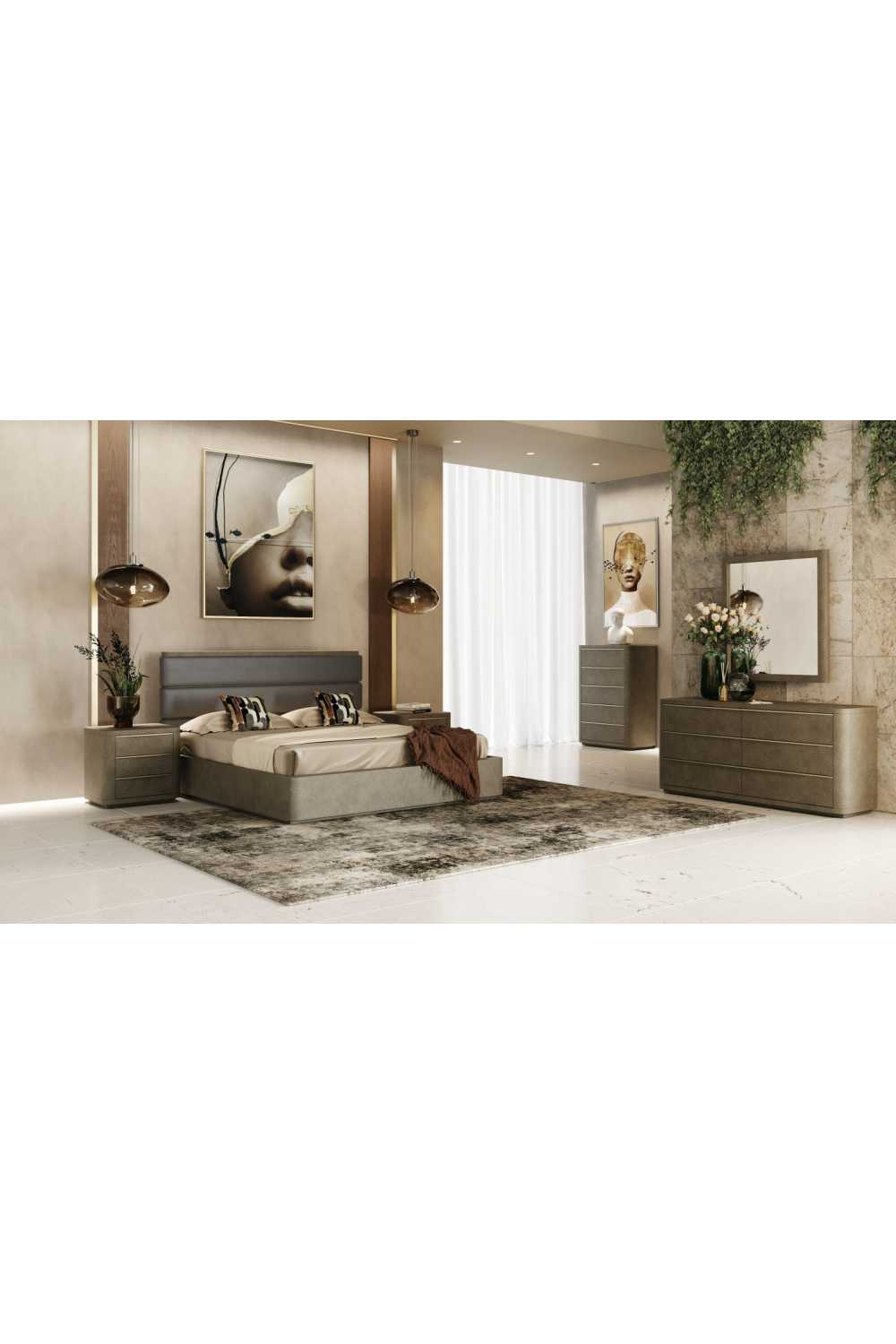 Beige Shagreen 6-Drawer Dresser | OROA Modern Lois | Oroa.com