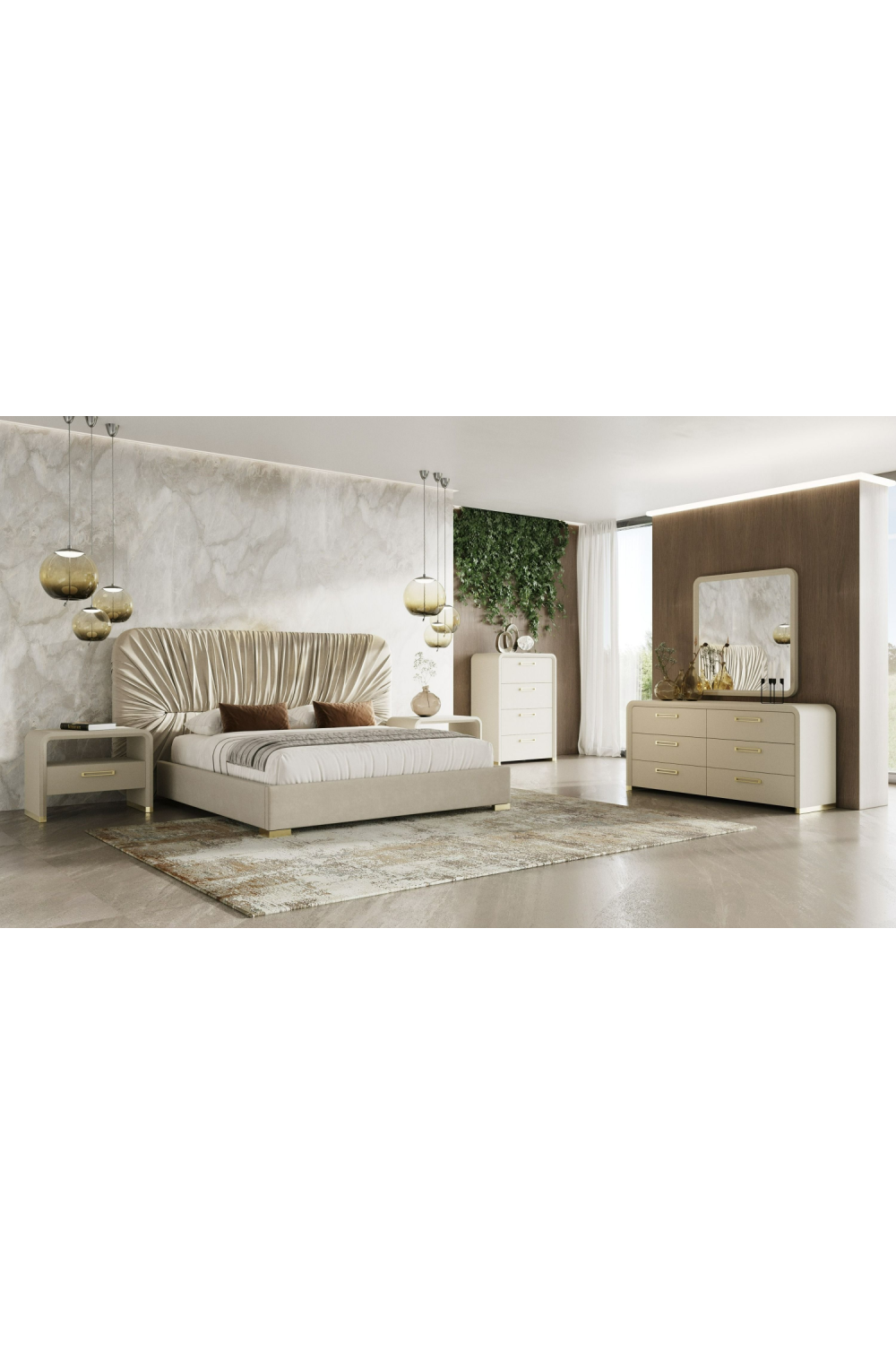 Beige Vegan Leather 4-Drawer Chest | OROA Modern Florence | Oroa.com
