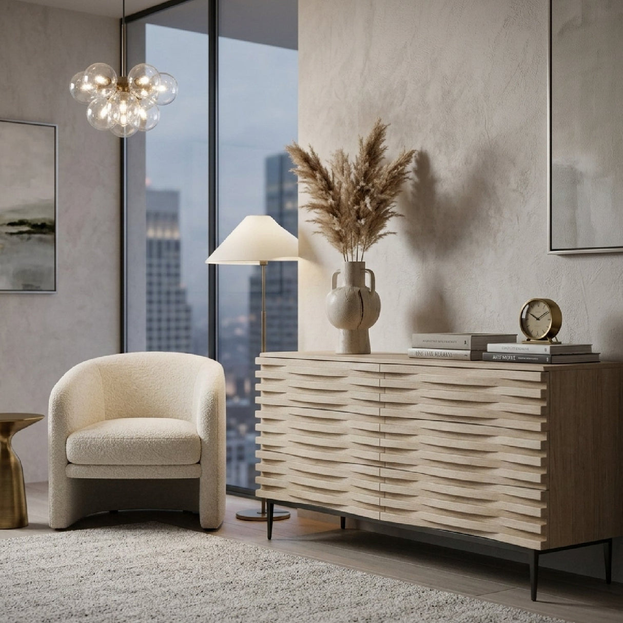 Natural Oak 6-Drawer Dresser – Larkspur – angled view