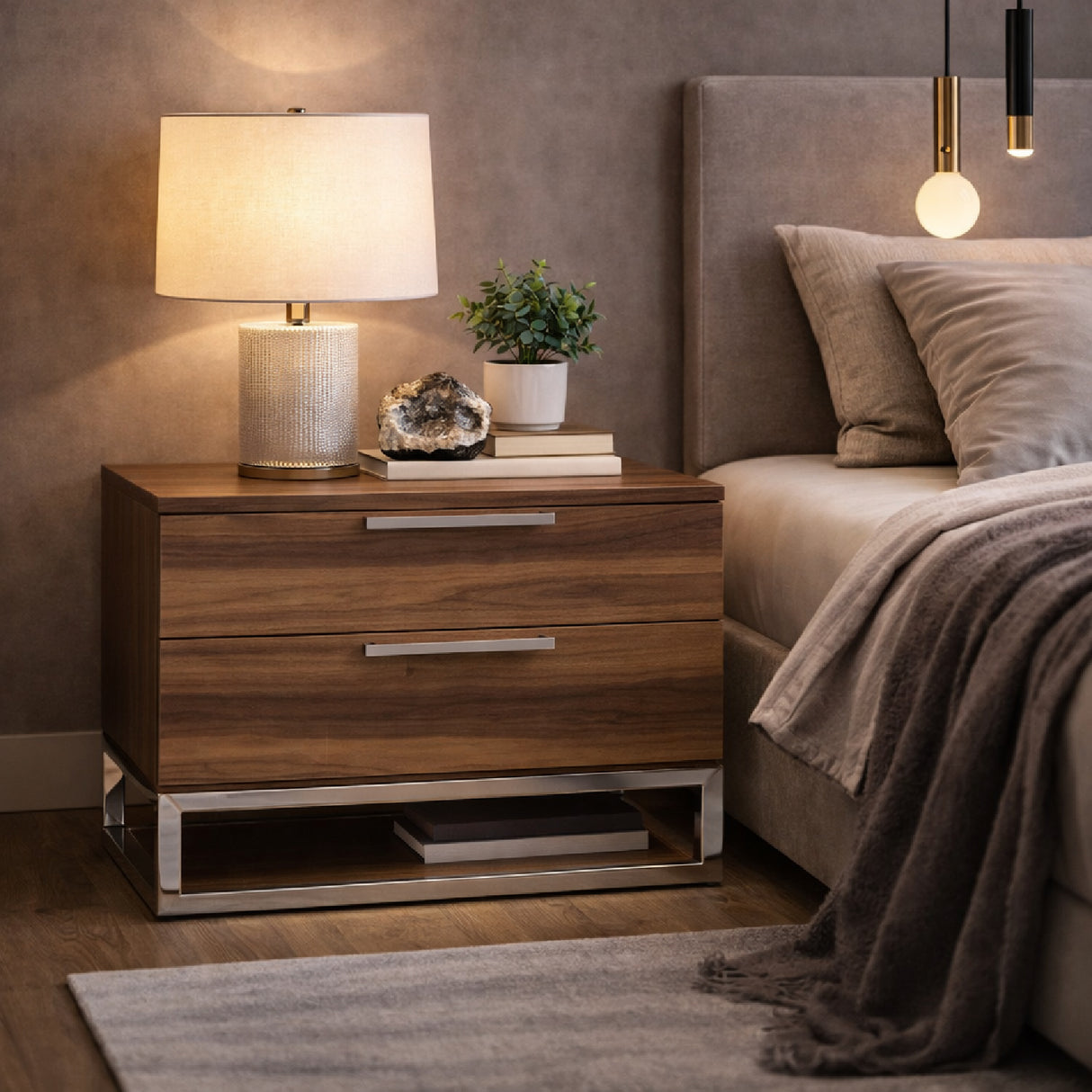 2-Drawer Wooden Nightstand | Oroa.com