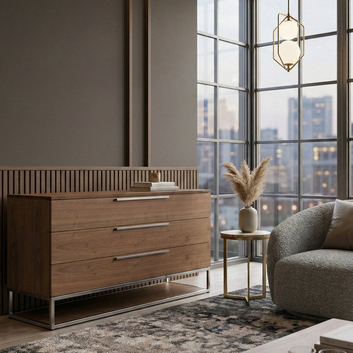 Wooden 3-Drawer Dresser – Helenora – angled view