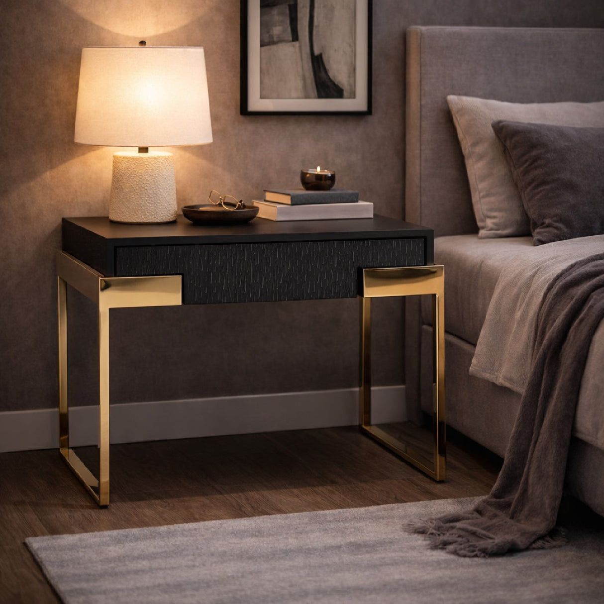 Wenge Oak Nightstand – Rothsay – angled view