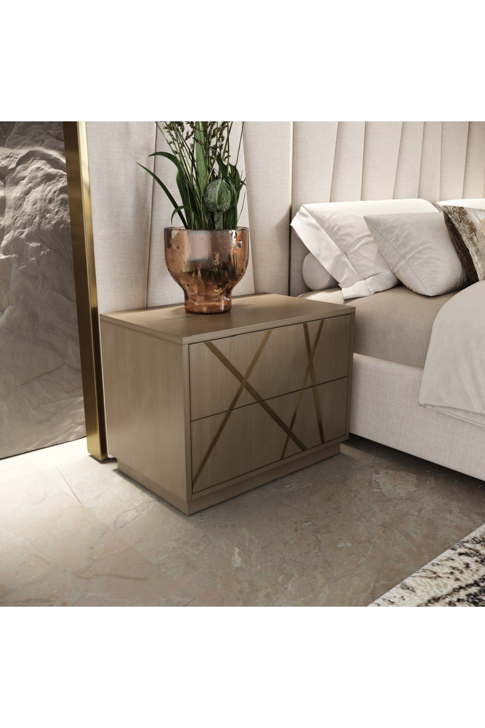 Birch Veneer 2-Drawer Nightstand | Oroa.com