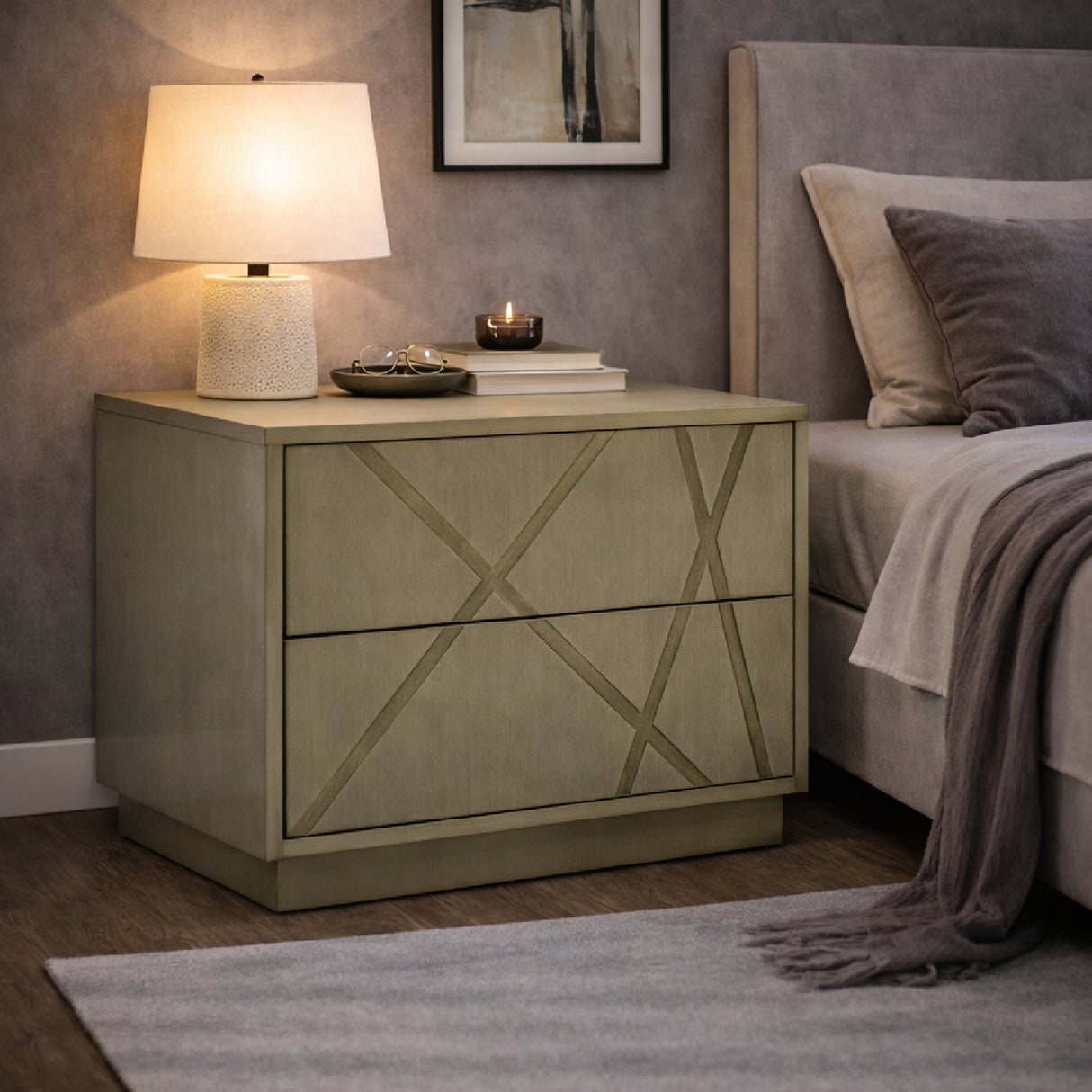 Birch Veneer 2-Drawer Nightstand | Oroa.com