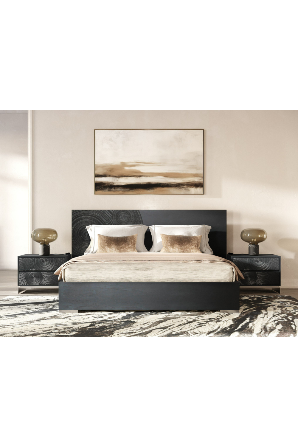 Matte Black Ash 2-Drawer Nightstand | OROA Modern Cirque | Oroa.com