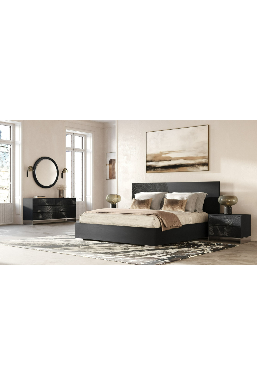 Matte Black Ash 2-Drawer Nightstand | Oroa.com
