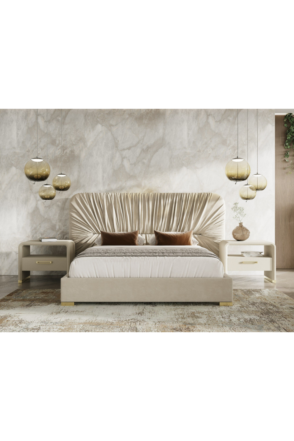 Beige Vegan Leather Nightstand | OROA Modern Florence | Oroa.com