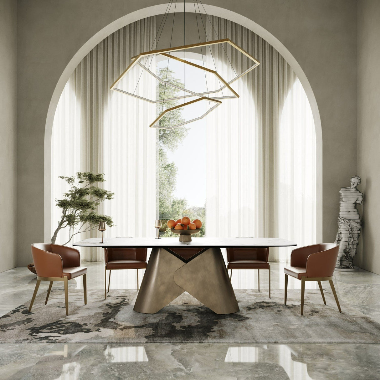 Ceramic Top Dining Table – Paulsen – side view