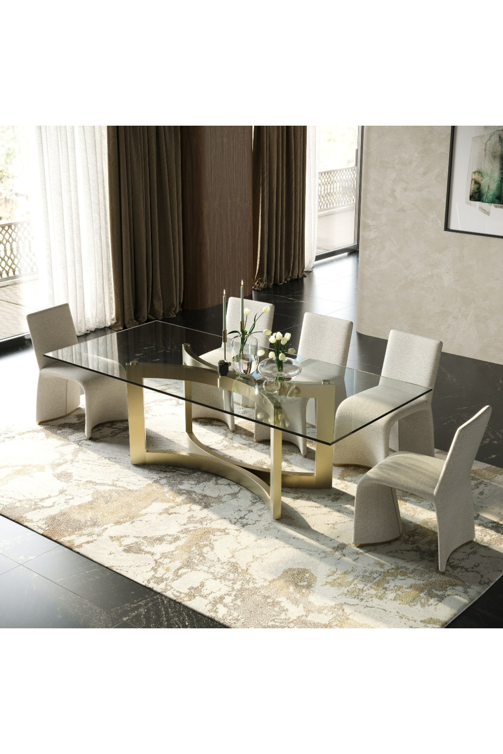 Brushed Brass Base Dining Table | OROA Modern Mingus | Oroa.com