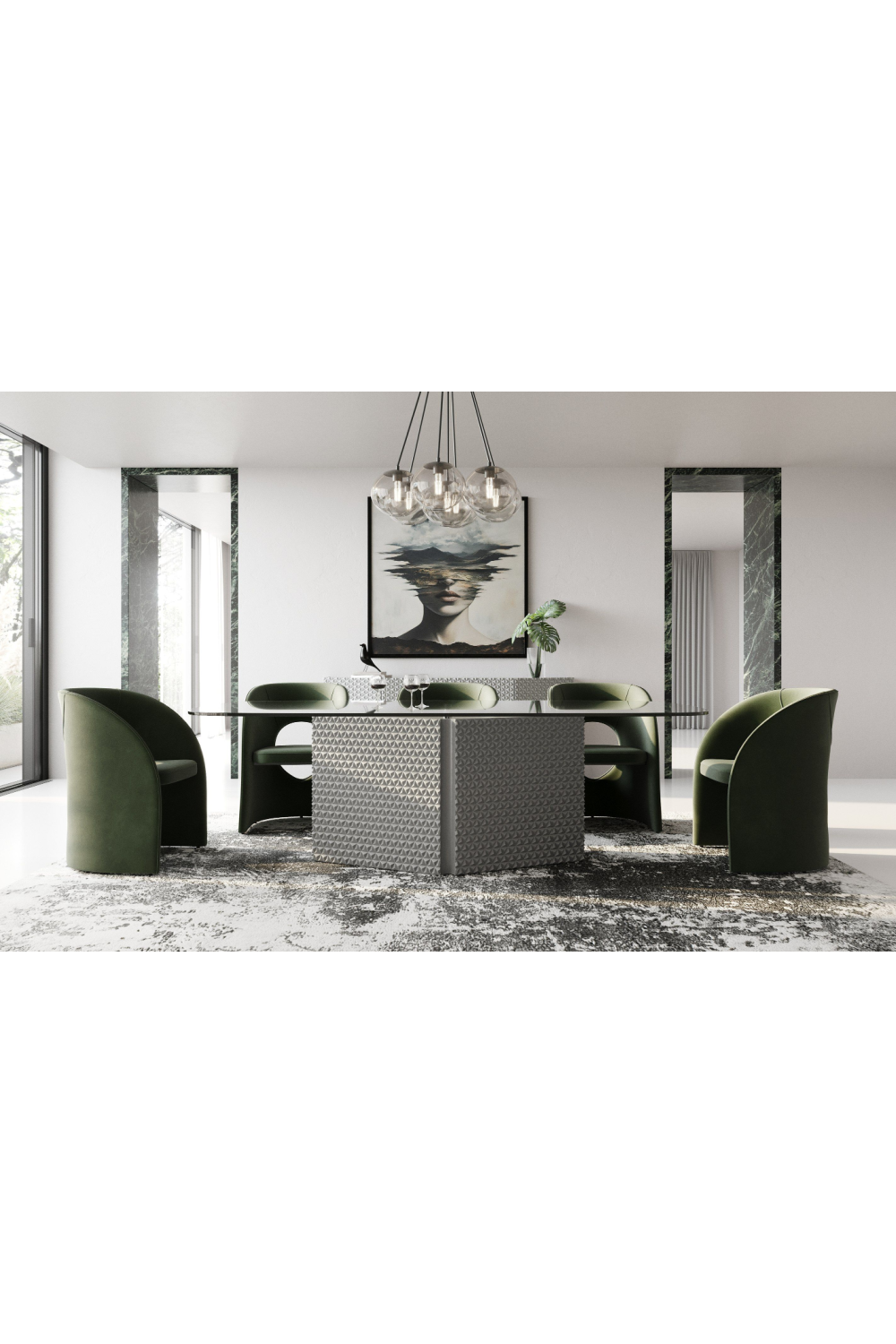 Patterned Silver Dining Table | Oroa.com