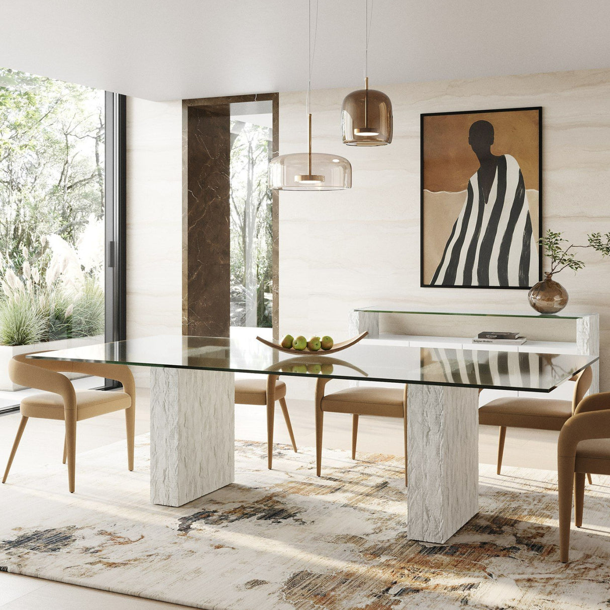 White Fiberglass Dining Table – Ashley – angled view