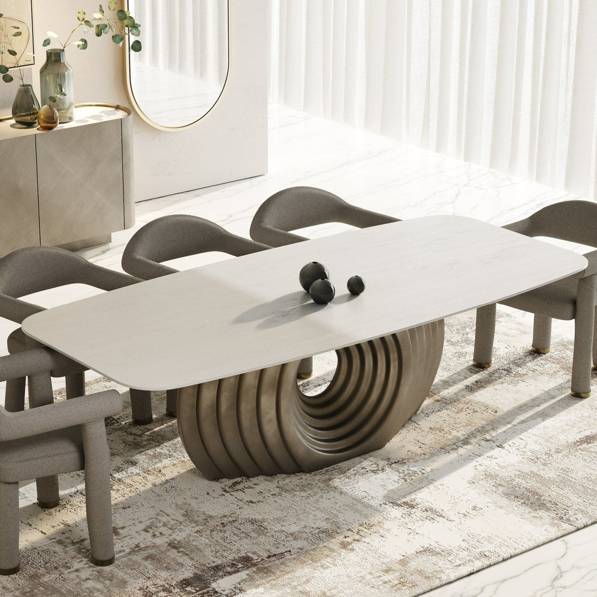 Bronze Fiberglass Base Dining Table – Moorgate – rear view