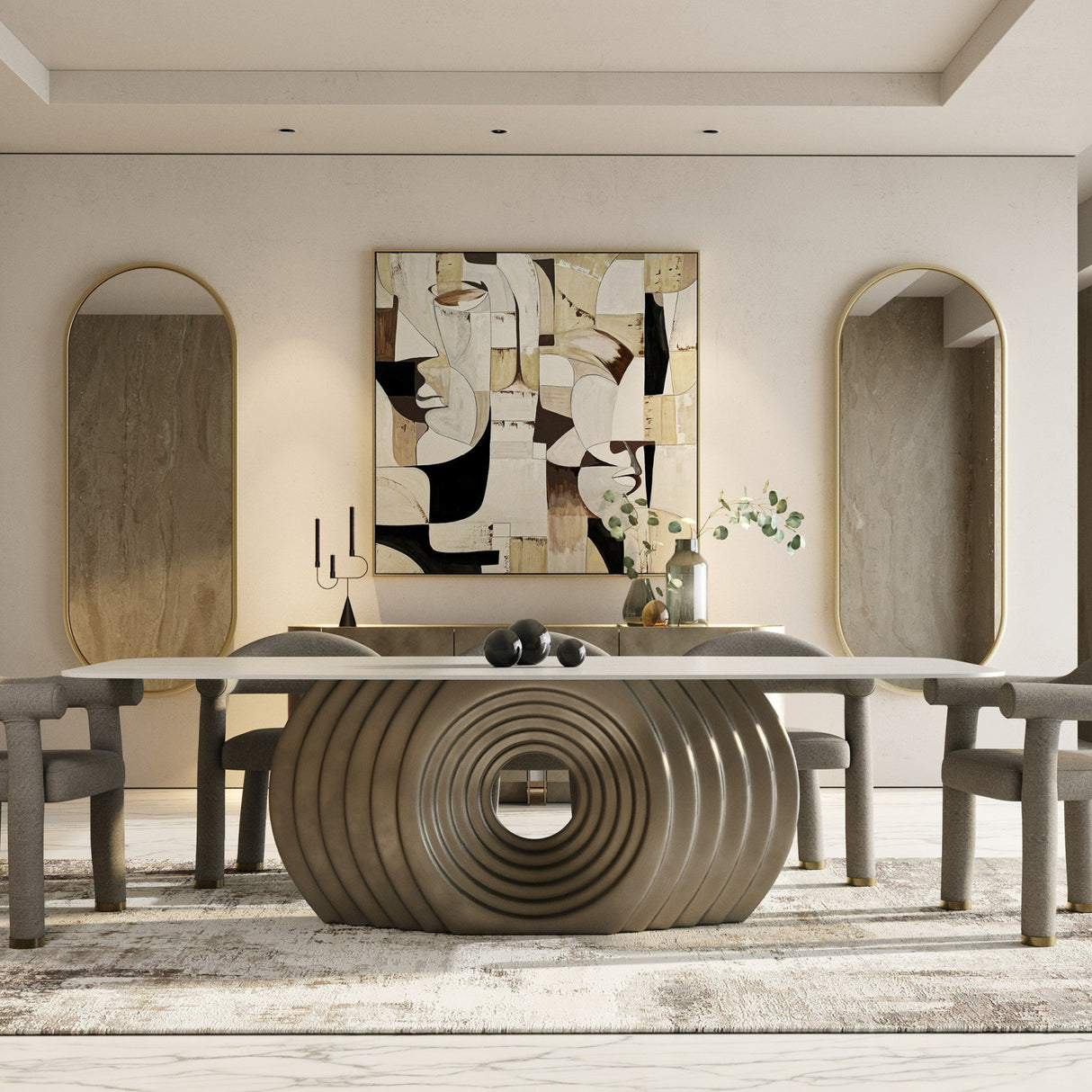 Bronze Fiberglass Base Dining Table | OROA Modern Moorgate
