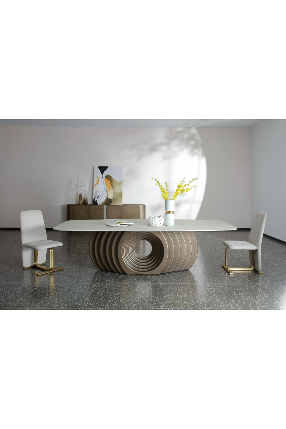 Bronze Fiberglass Base Dining Table | OROA Modern Moorgate | Oroa.com