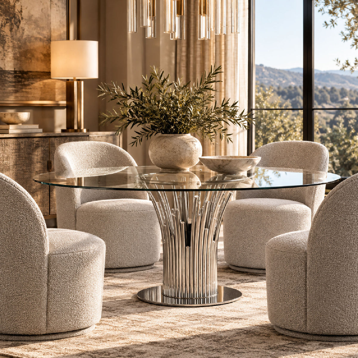 Round Glass Dining Table | OROA Modern Paxton