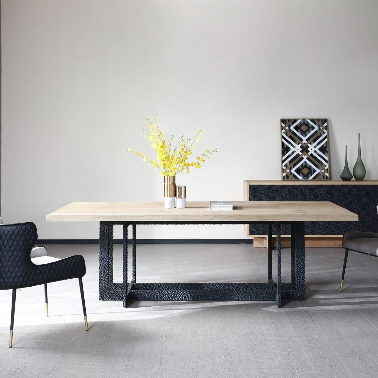 Natural Oak Veneer Dining Table – T8963 – angled view