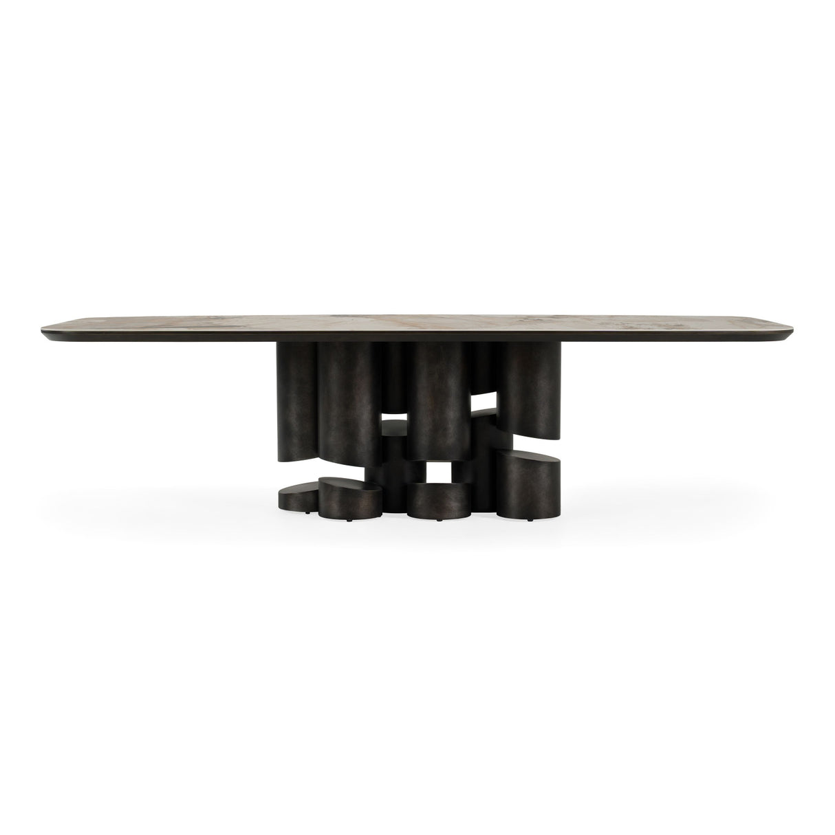 Modern European furniture - Gray Brass Oval Dining Table - www.oroa.com | Oroa.com