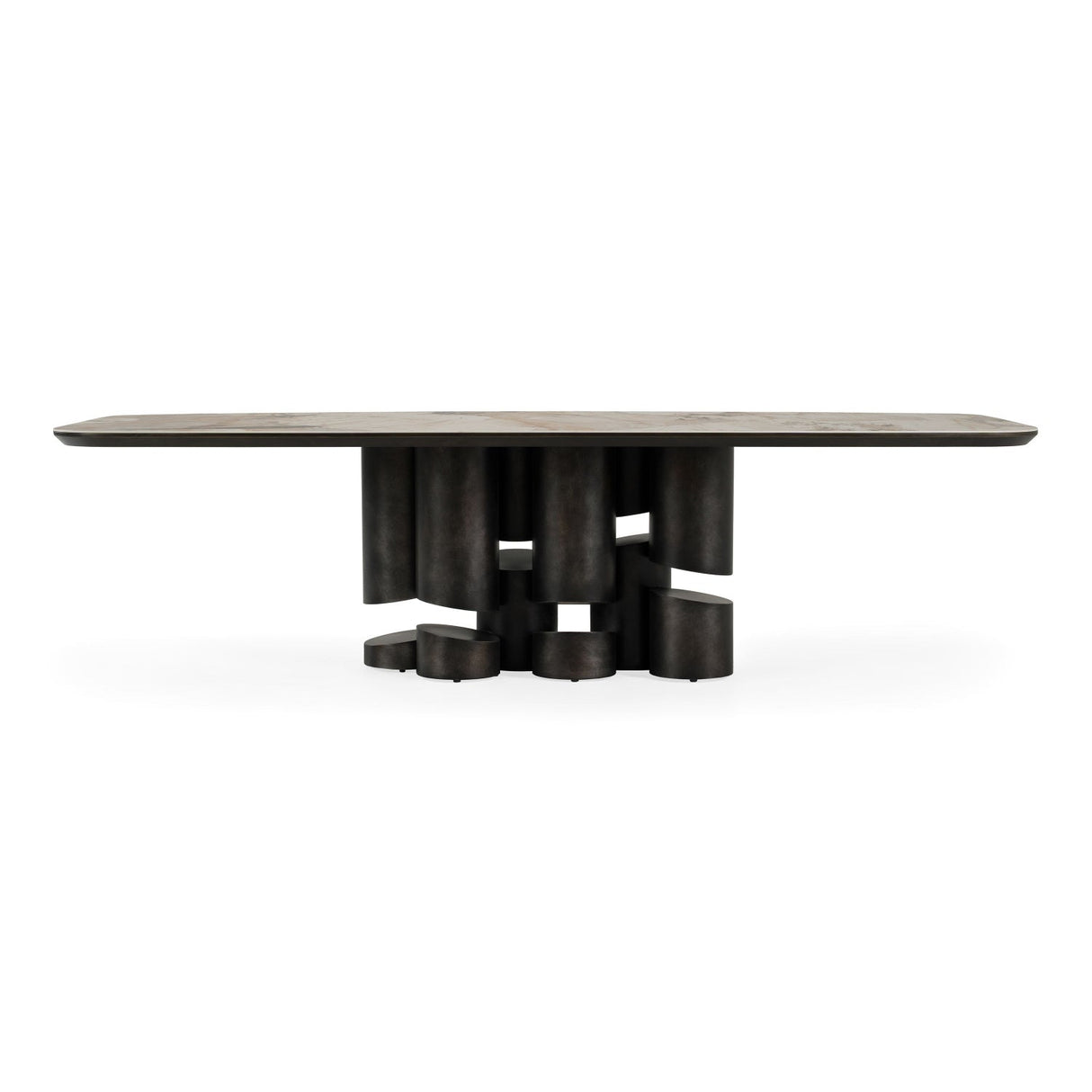 Modern European furniture - Gray Brass Oval Dining Table - www.oroa.com