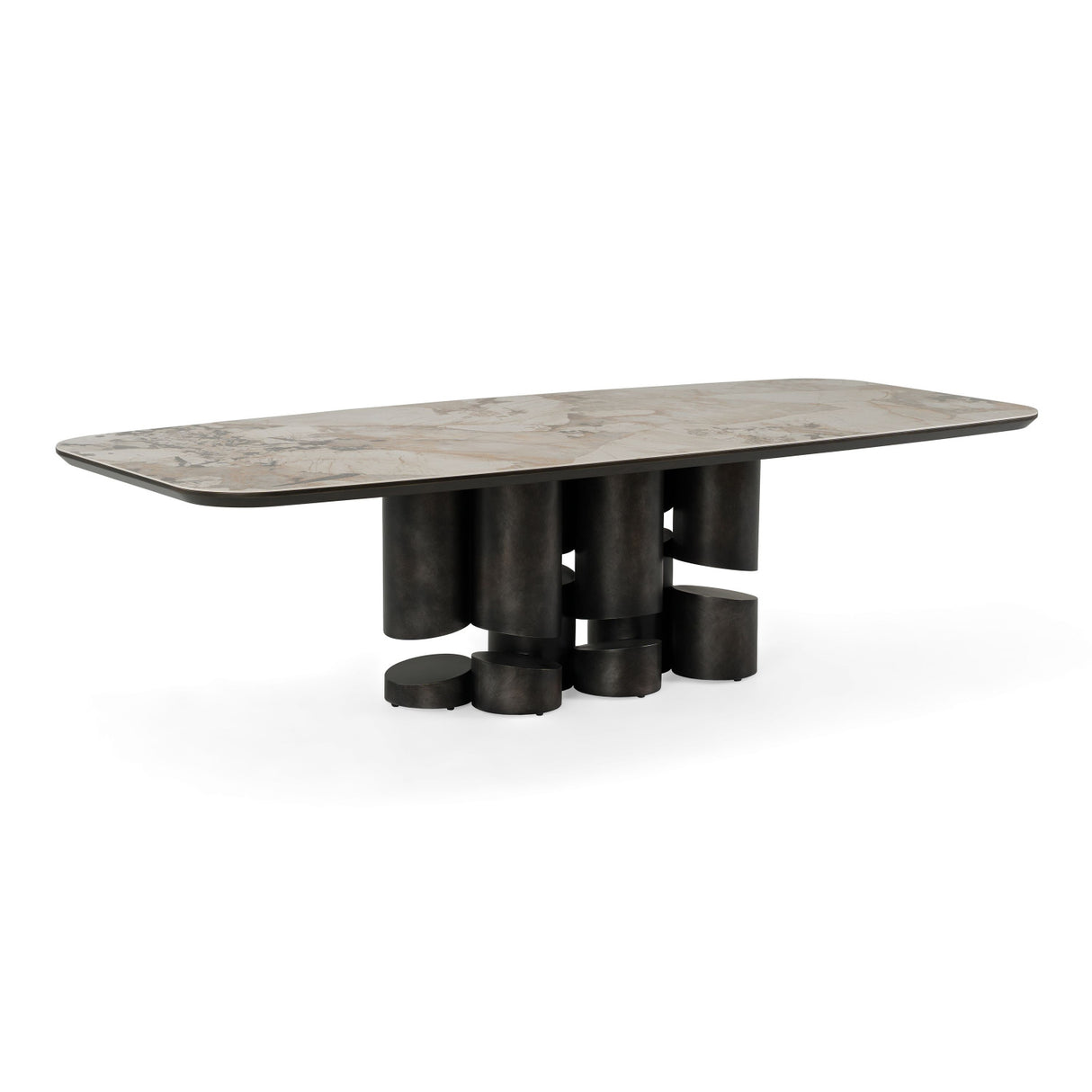 Modern European furniture - Gray Brass Oval Dining Table - www.oroa.com | Oroa.com