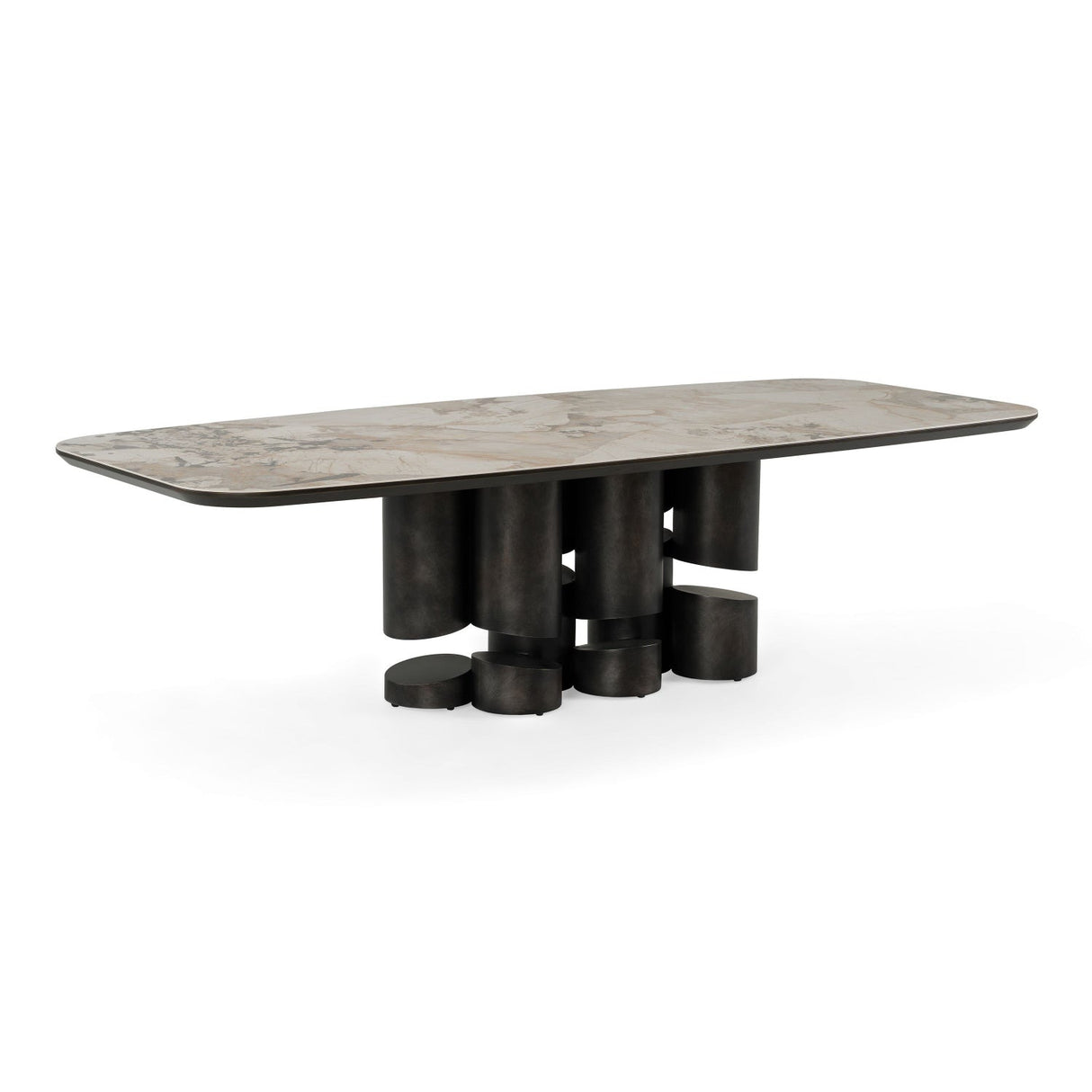 Modern European furniture - Gray Brass Oval Dining Table - www.oroa.com