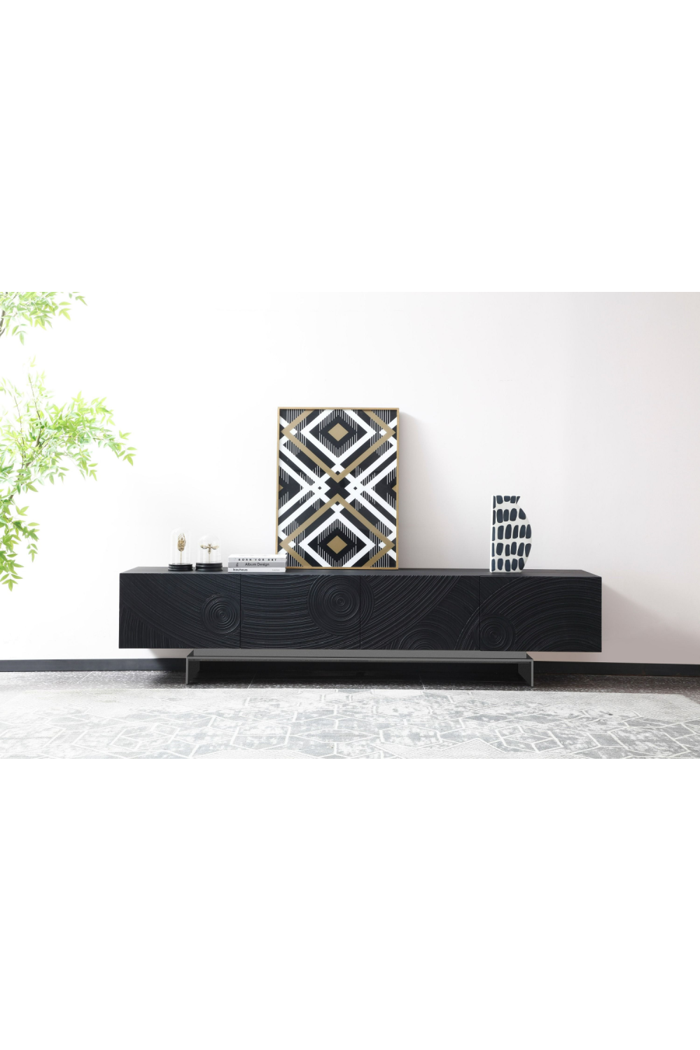 Black Ash 4-Door TV Stand | Oroa.com