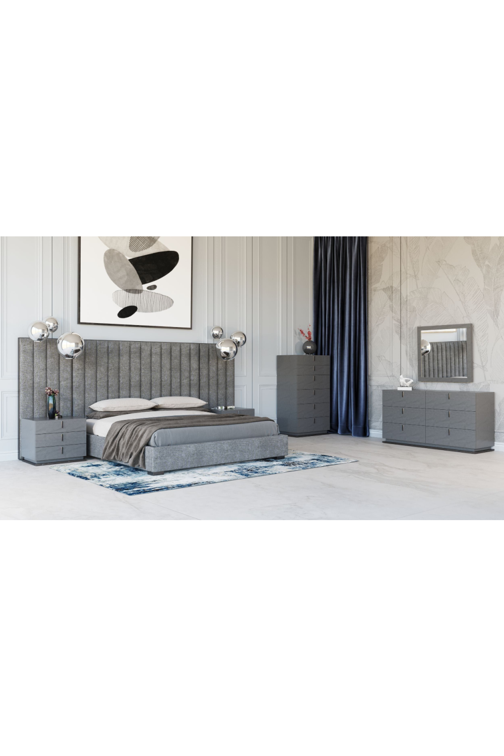 Gray Panel Headboard Queen Bed | OROA Modern Buckley | Oroa.com