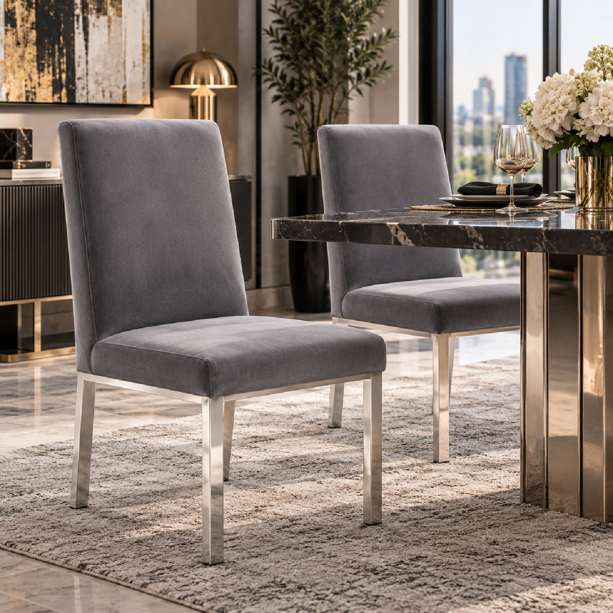 Velvet Dining Chairs (2) | OROA Modern Reba