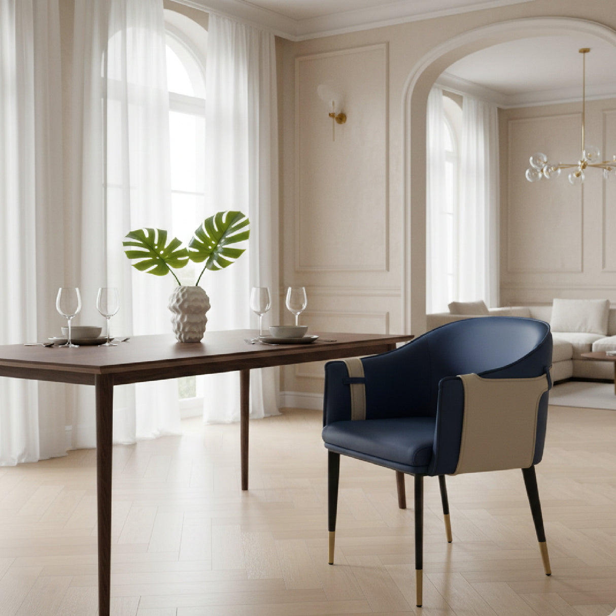 Blue Vegan Leather Dining Chair | Oroa.com