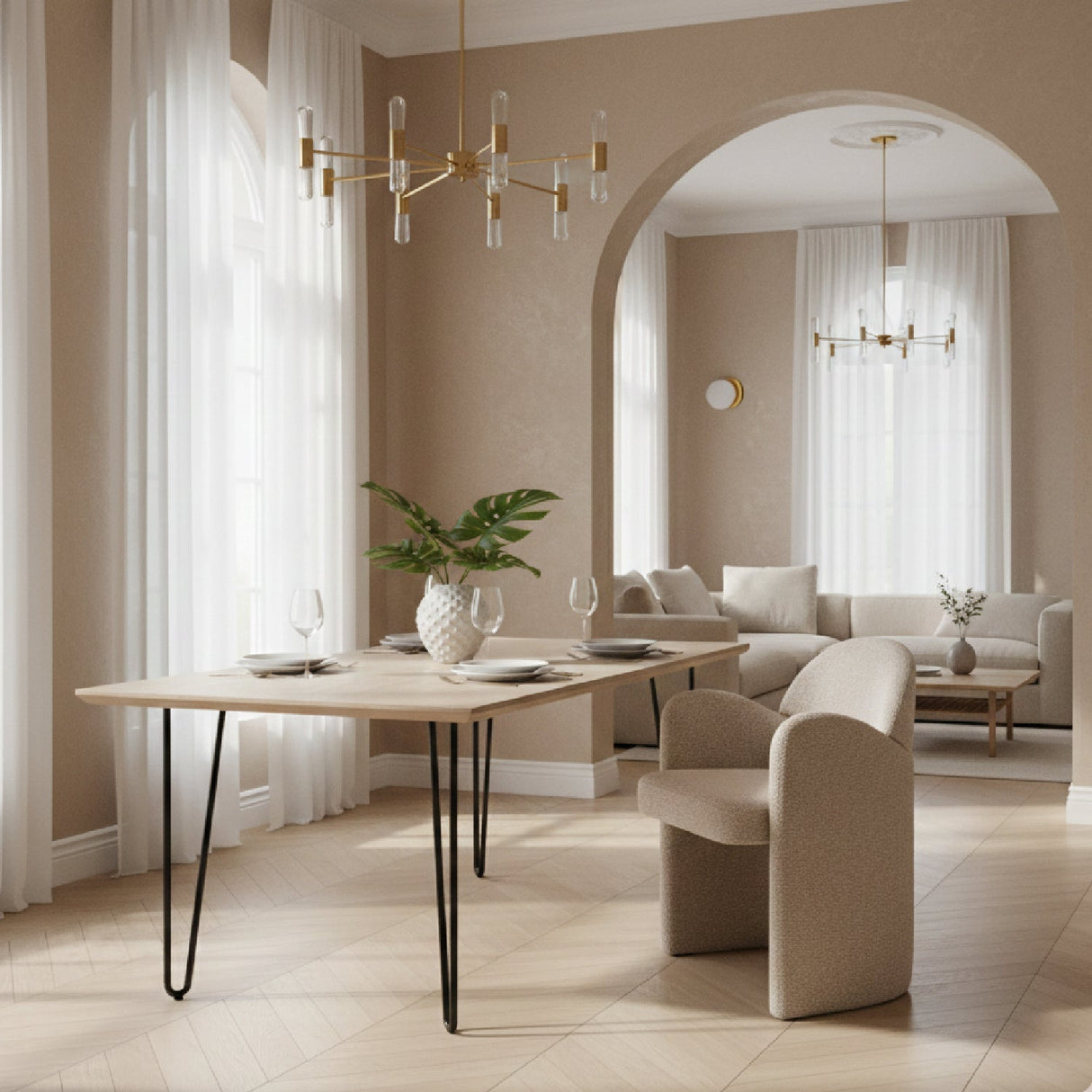 Beige Fabric Dining Chair – Ashley – angled view
