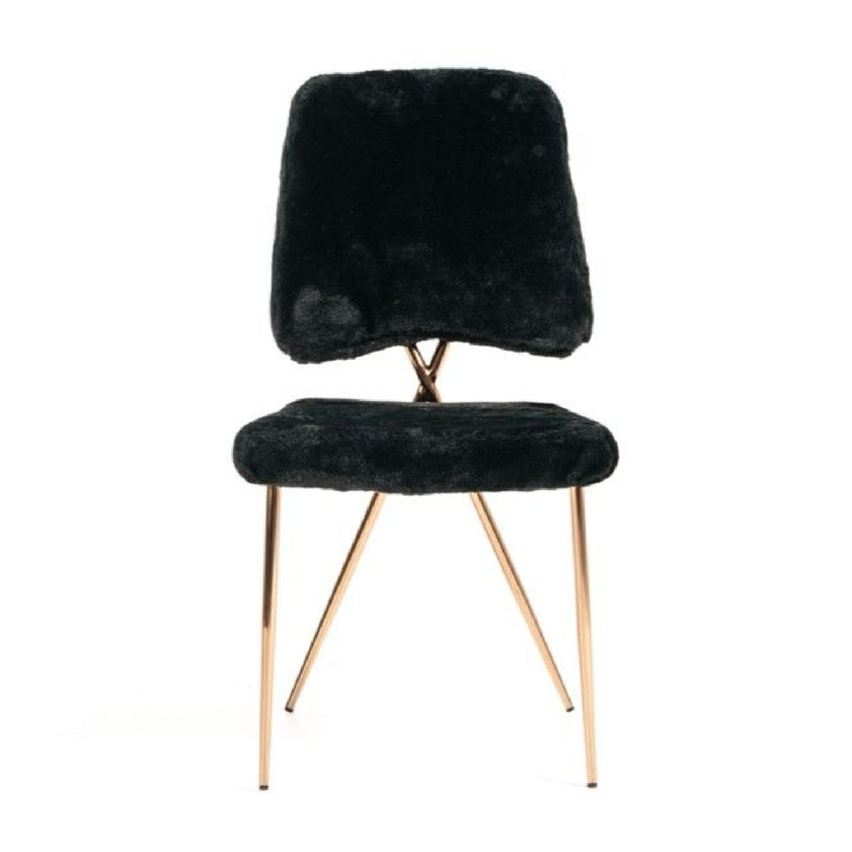 Black Fur Look Dining Chairs (2) | OROA Modern Candace