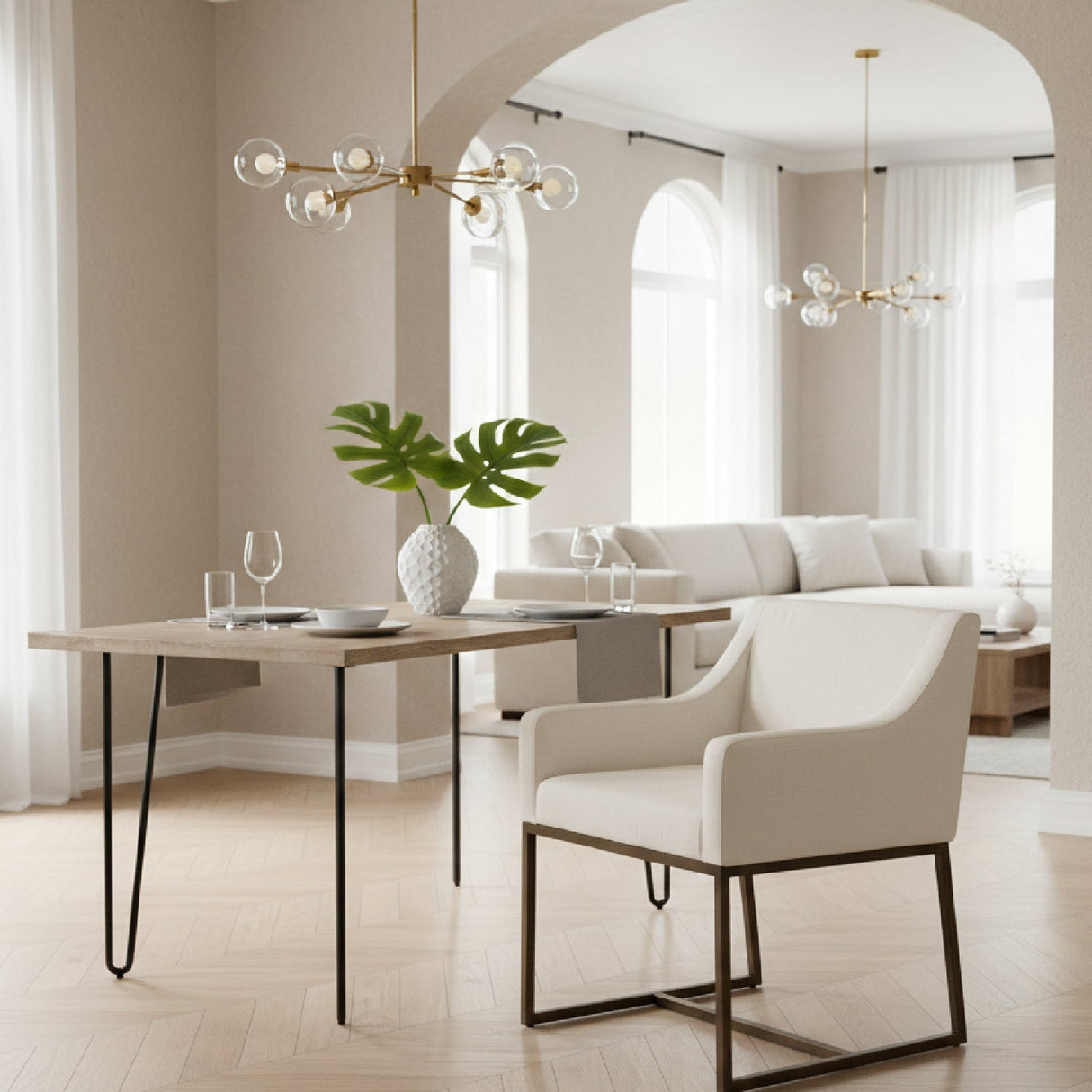 Sloped-Arm Dining Chair – Elijah – angled view