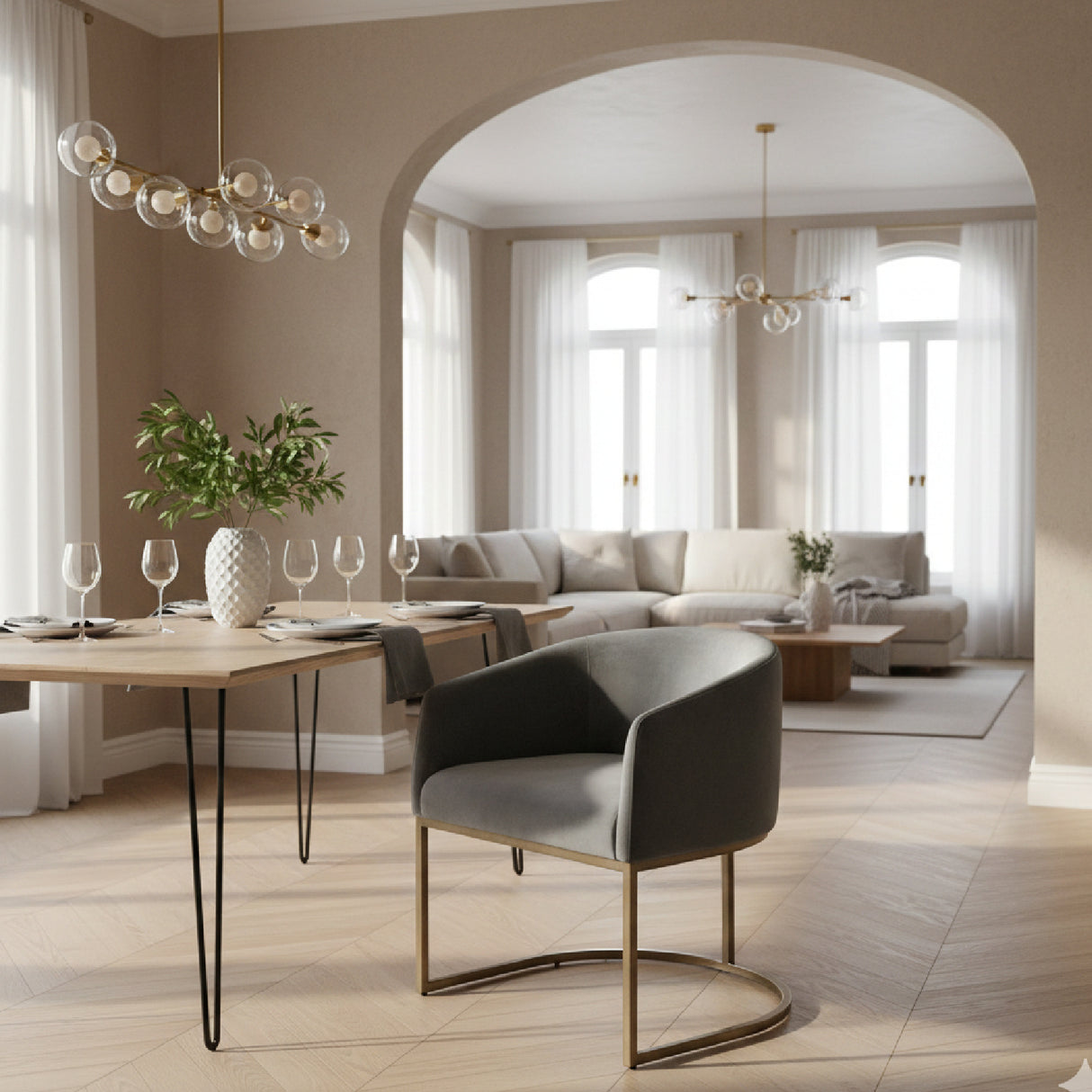 Cantilevered Curved-Back Dining Chair | Oroa.com