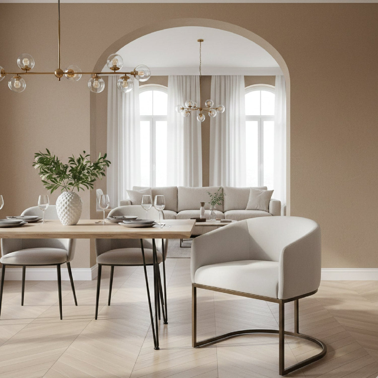 Cantilevered Curved-Back Dining Chair – Elisa – angled view