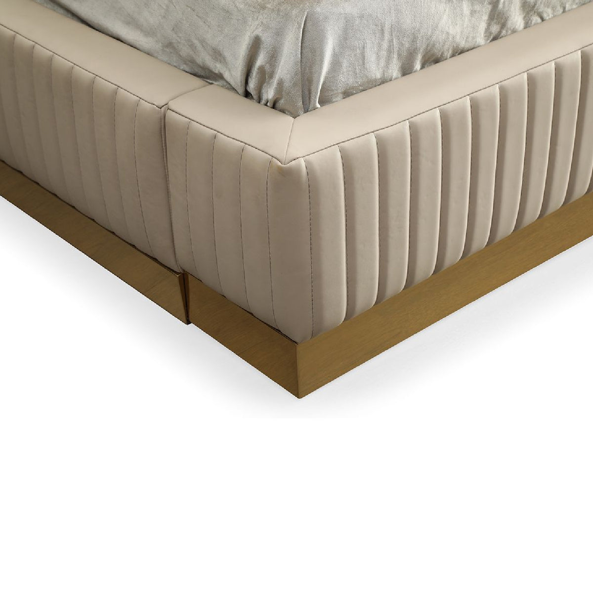 Modern European furniture -
Beige Bonded Leather Bed - www.oroa.com