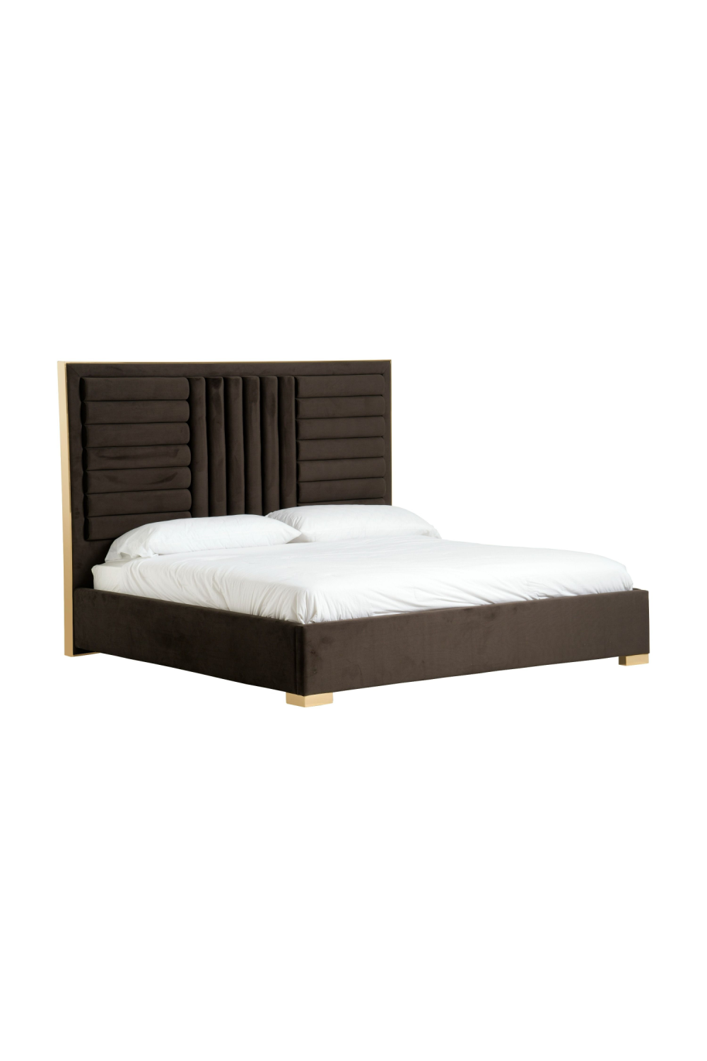 Dark Brown Velvet Bed | Oroa.com