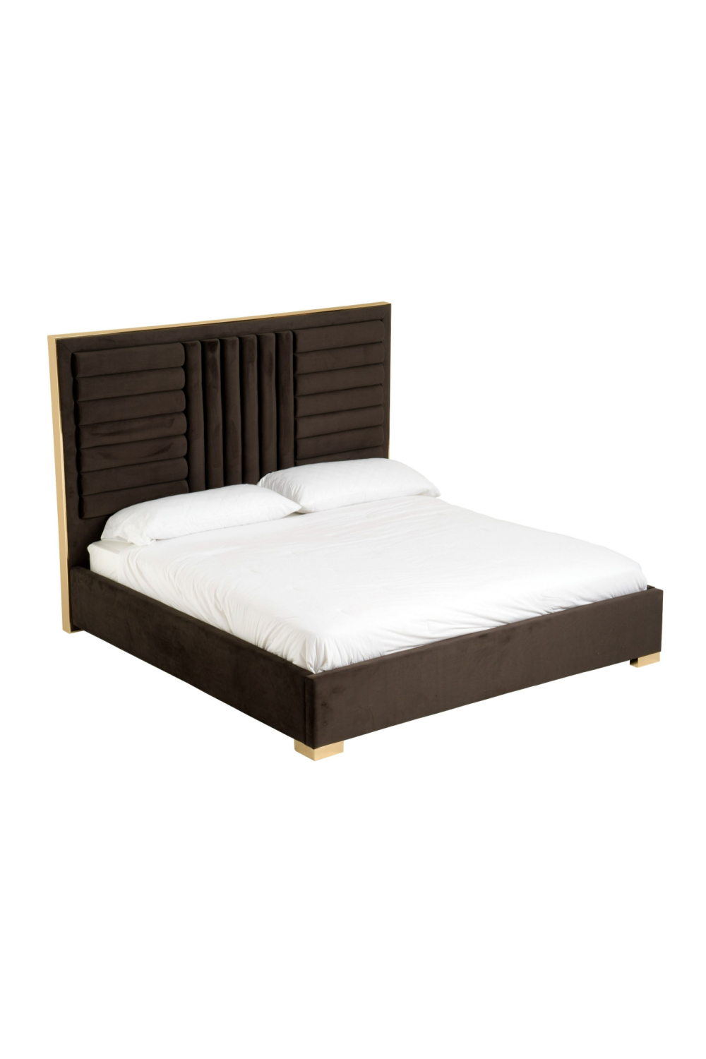 Dark Brown Velvet Bed | Oroa.com