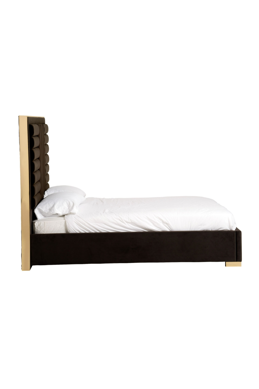 Dark Brown Velvet Bed | Oroa.com