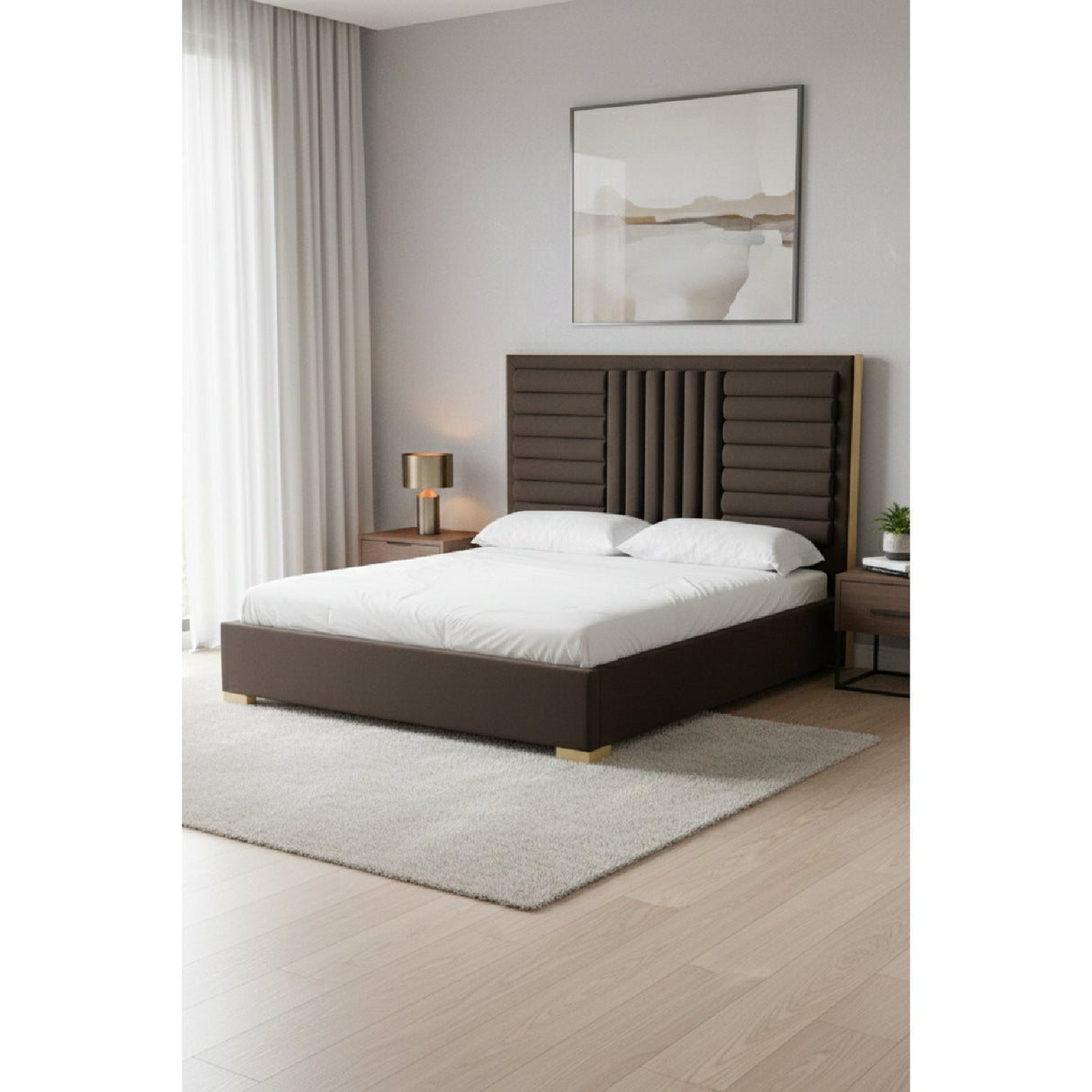 Dark Brown Velvet Bed – Daystar – alternate view 9
