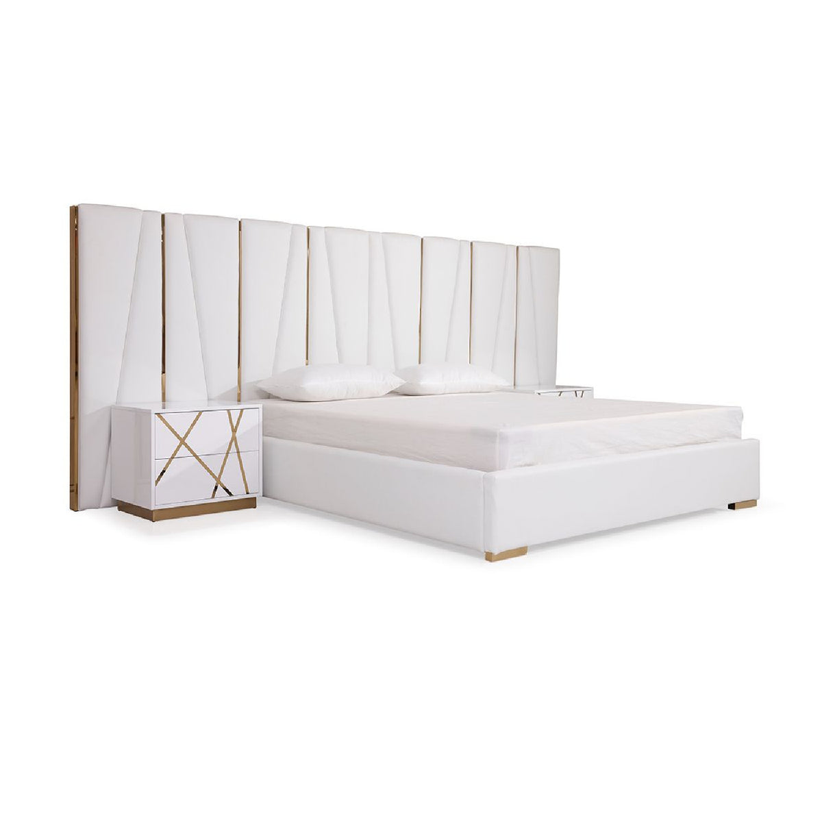 White Bonded Leather Eastern King Bed | OROA Modern Nixa