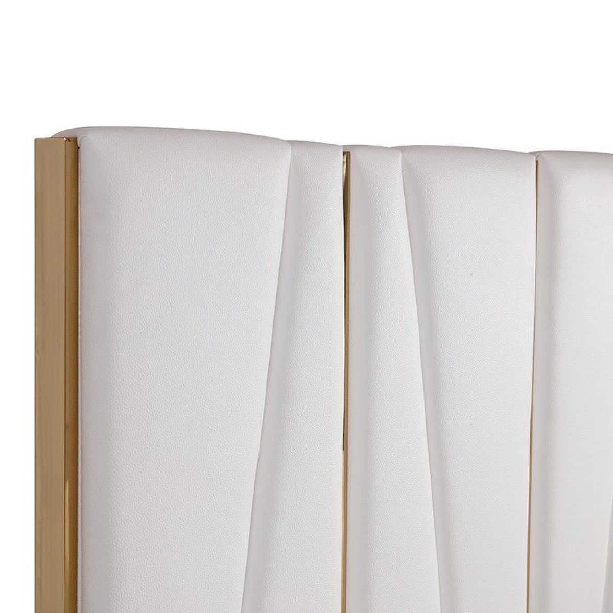 White Bonded Leather Eastern King Bed | OROA Modern Nixa