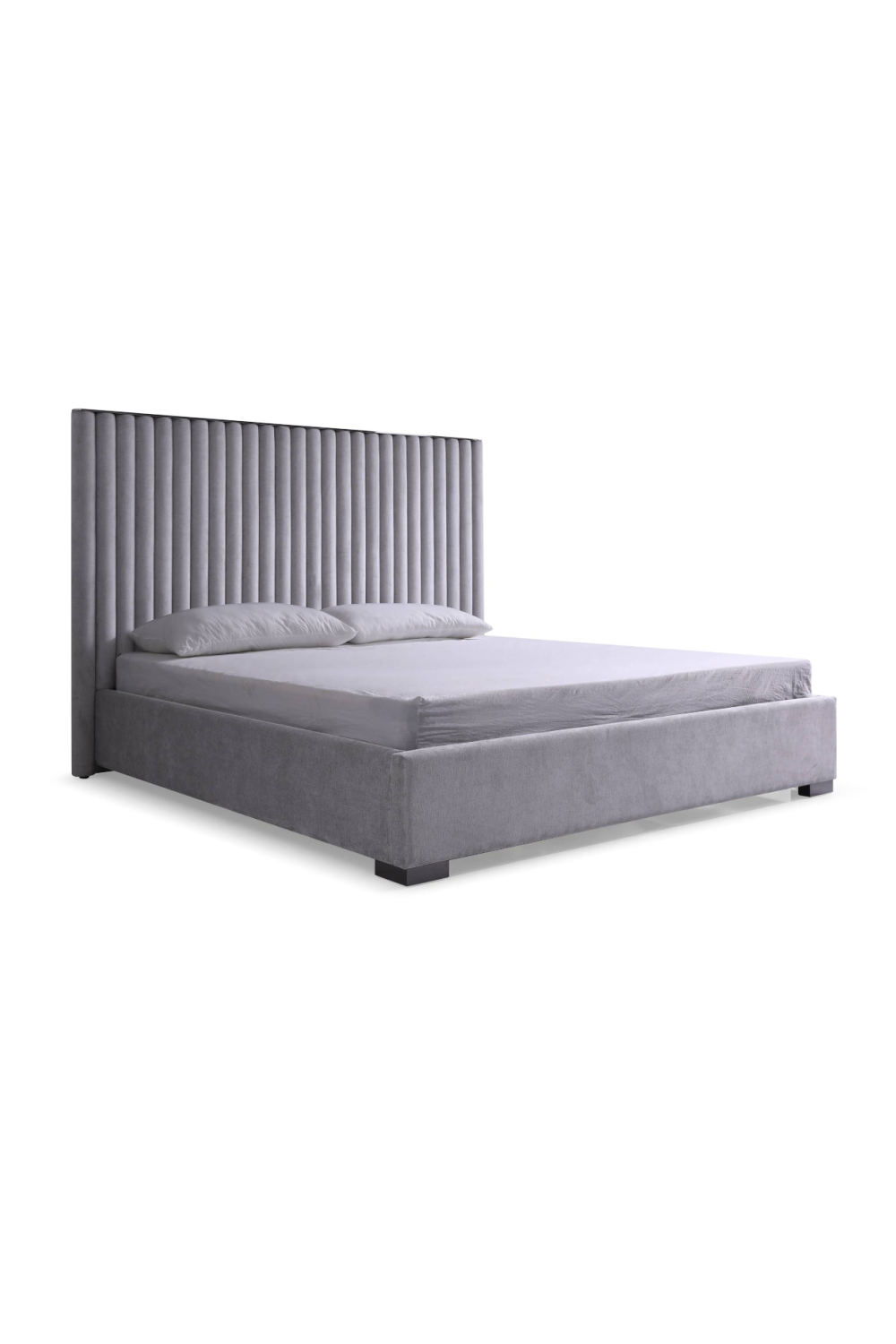 Gray Velvet King Platform Bed | Oroa.com