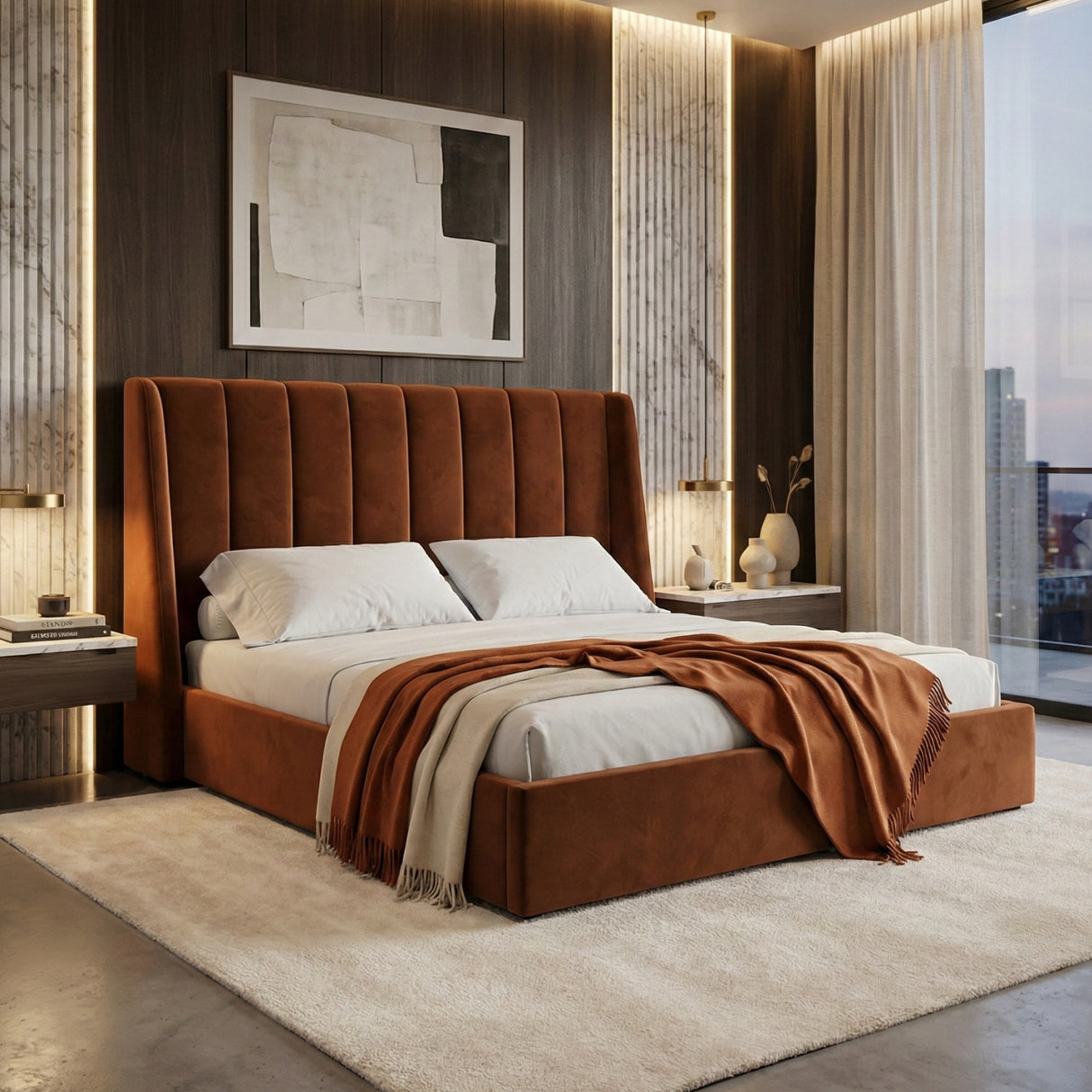Orange Upholstered Bed | OROA Modern Roma | Oroa.com