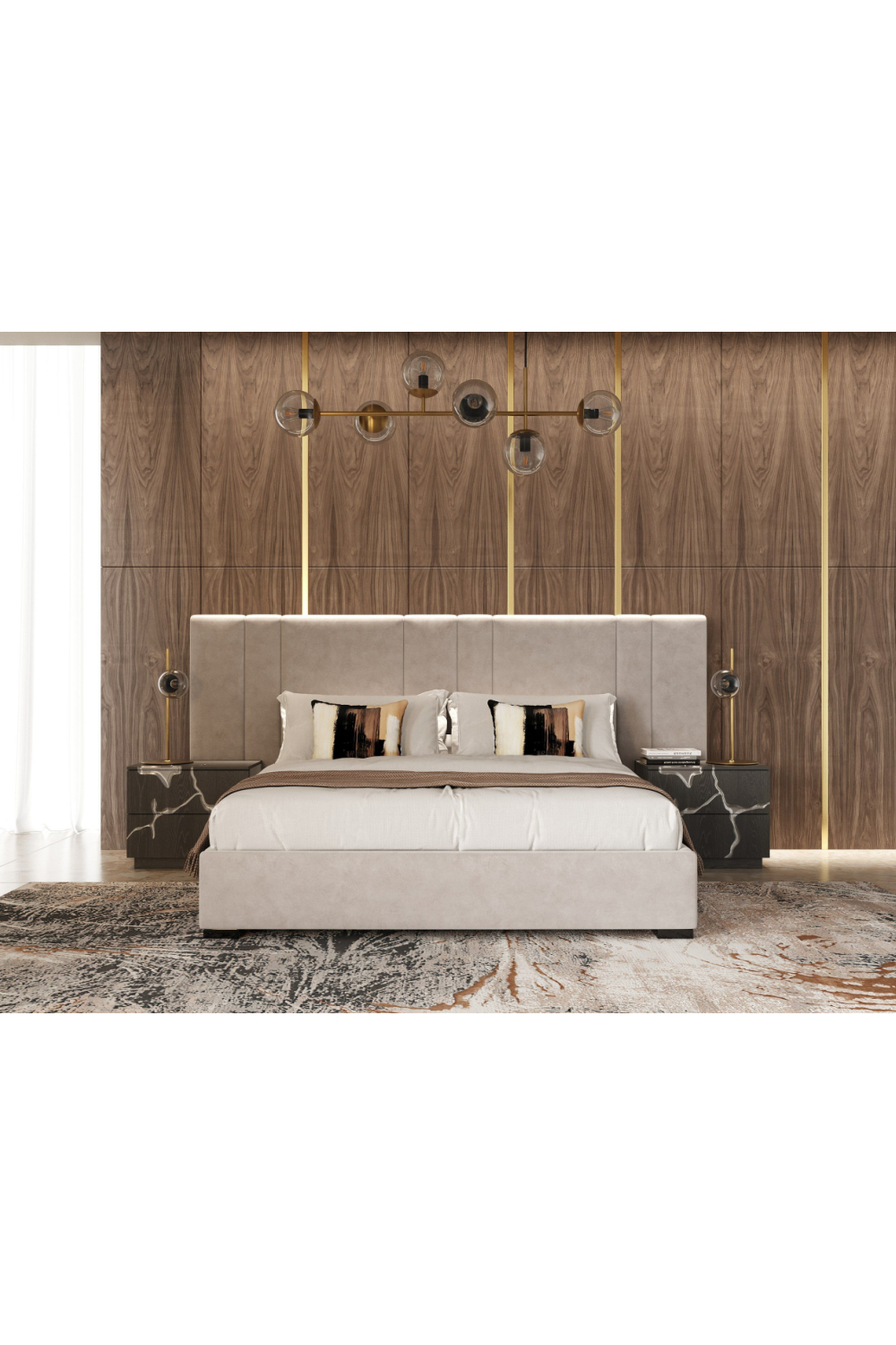 Beige Velvet Bed | OROA Modern Penelope | Oroa.com