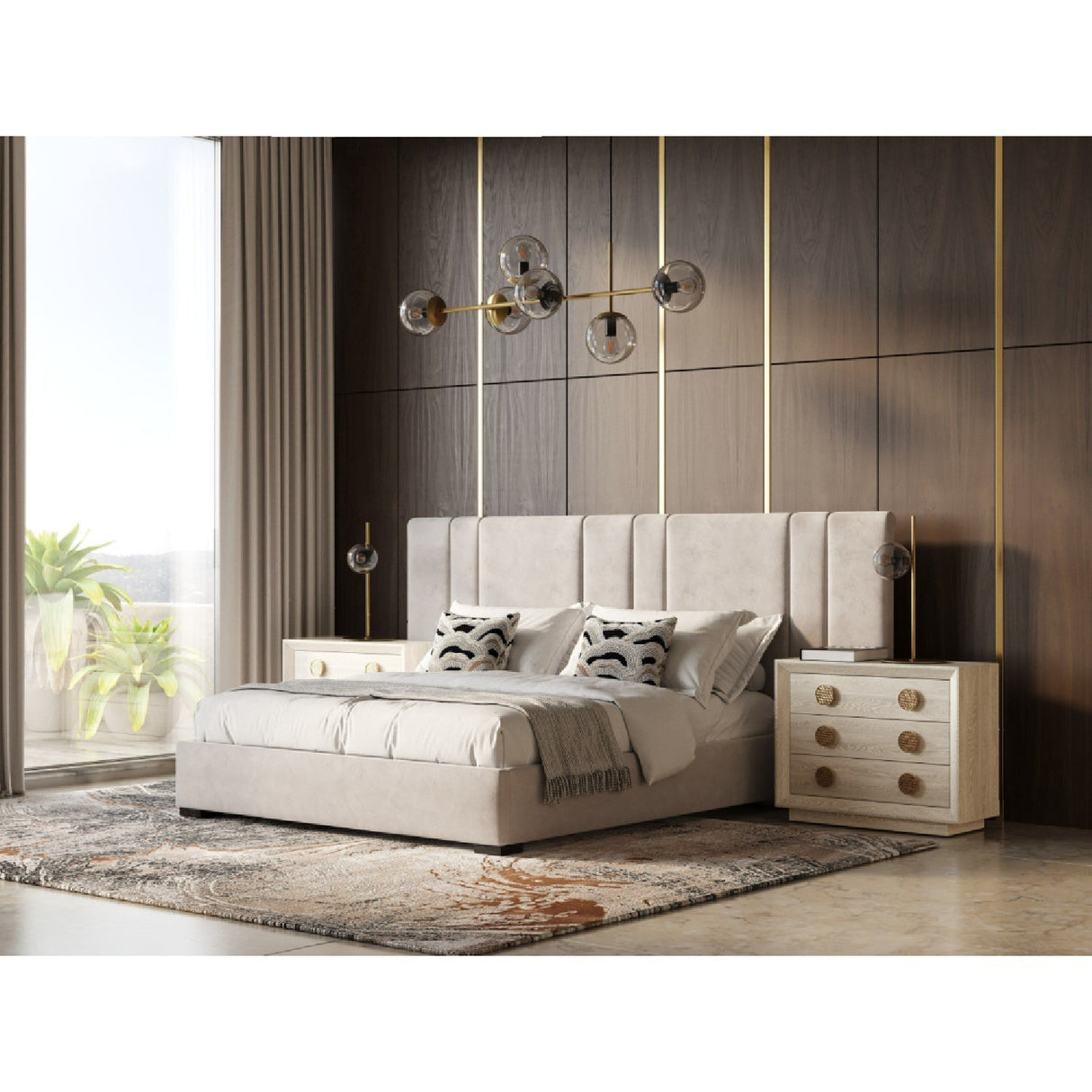 Beige Velvet Bed | OROA Modern Penelope | Oroa.com