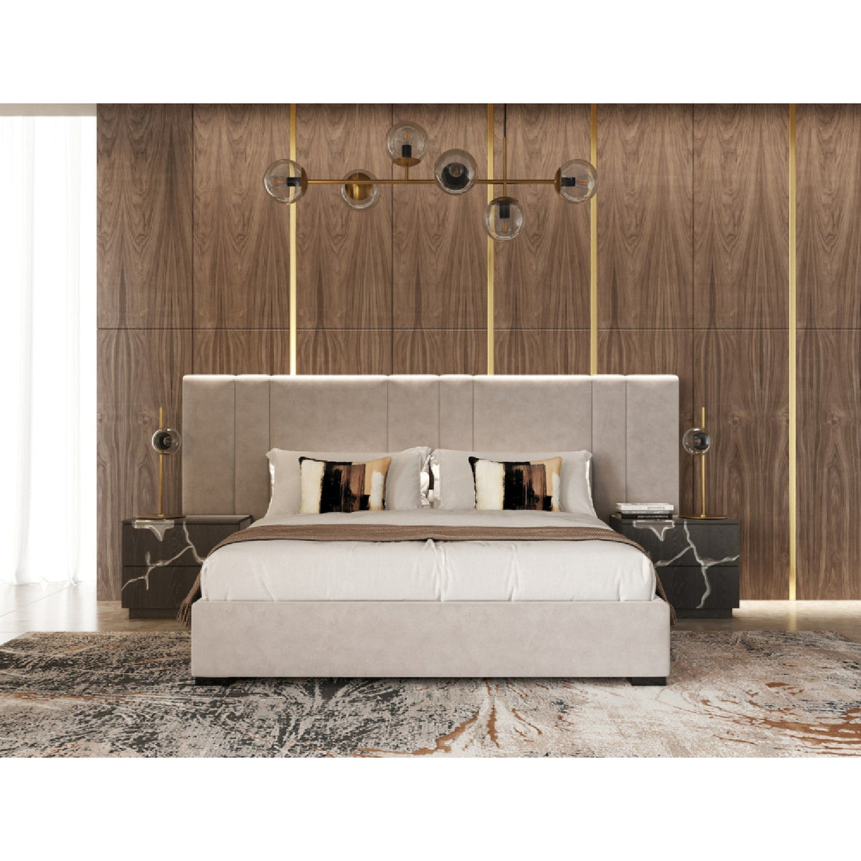 Beige Velvet Bed | OROA Modern Penelope | Oroa.com