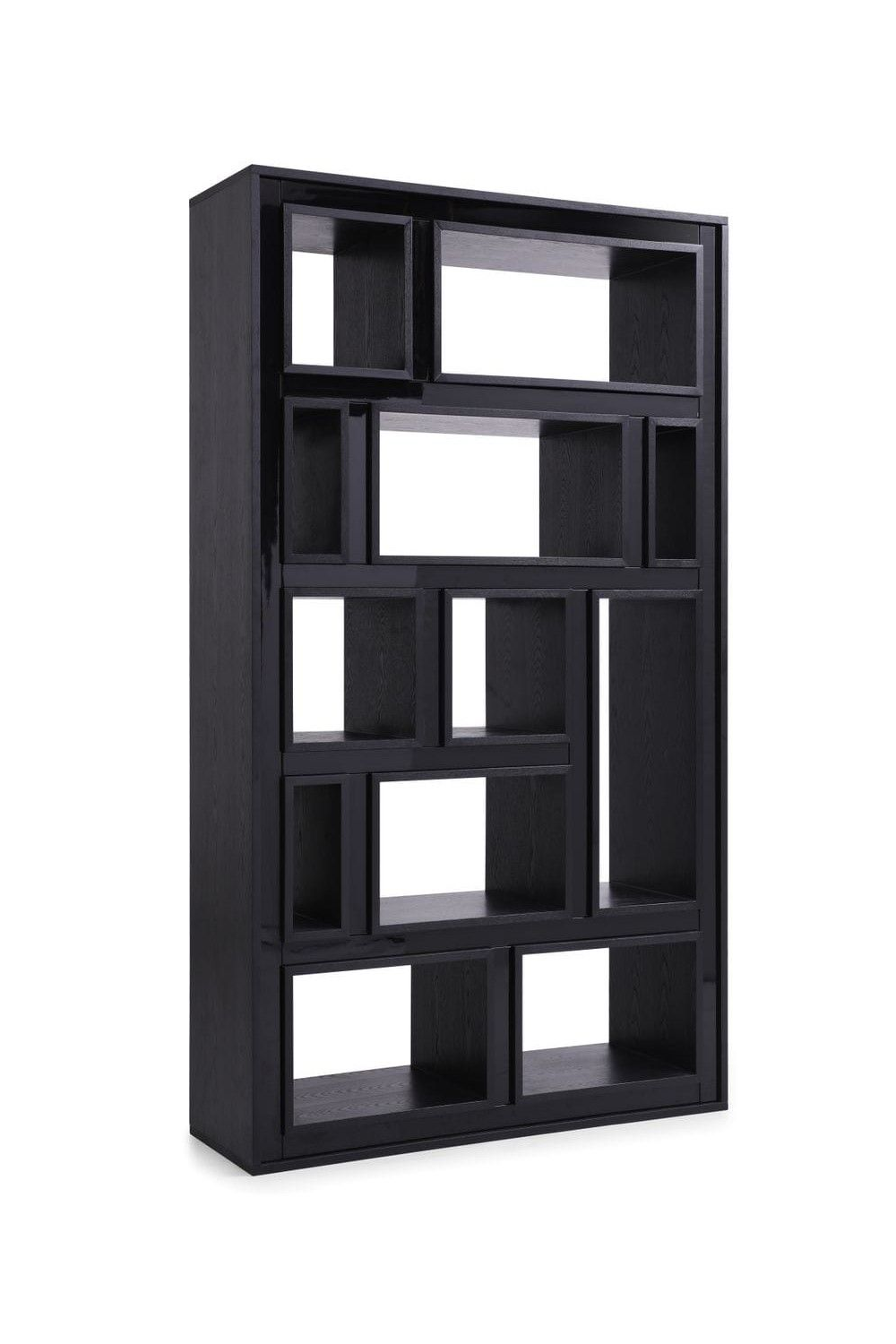 Black Glass Staggered Bookshelf | OROA Modern Suffolk | Oroa.com